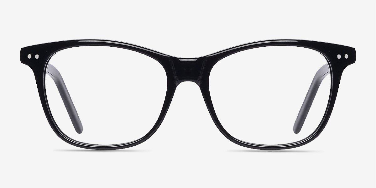 Almost Famous Noir AcétateMontures de lunettes de vue d'EyeBuyDirect, Vue de Face