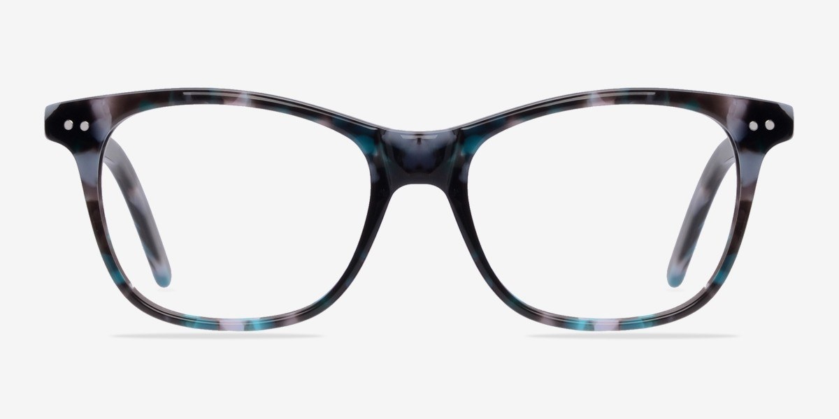 Almost Famous Nebular Blue AcétateMontures de lunettes de vue d'EyeBuyDirect, Vue de Face