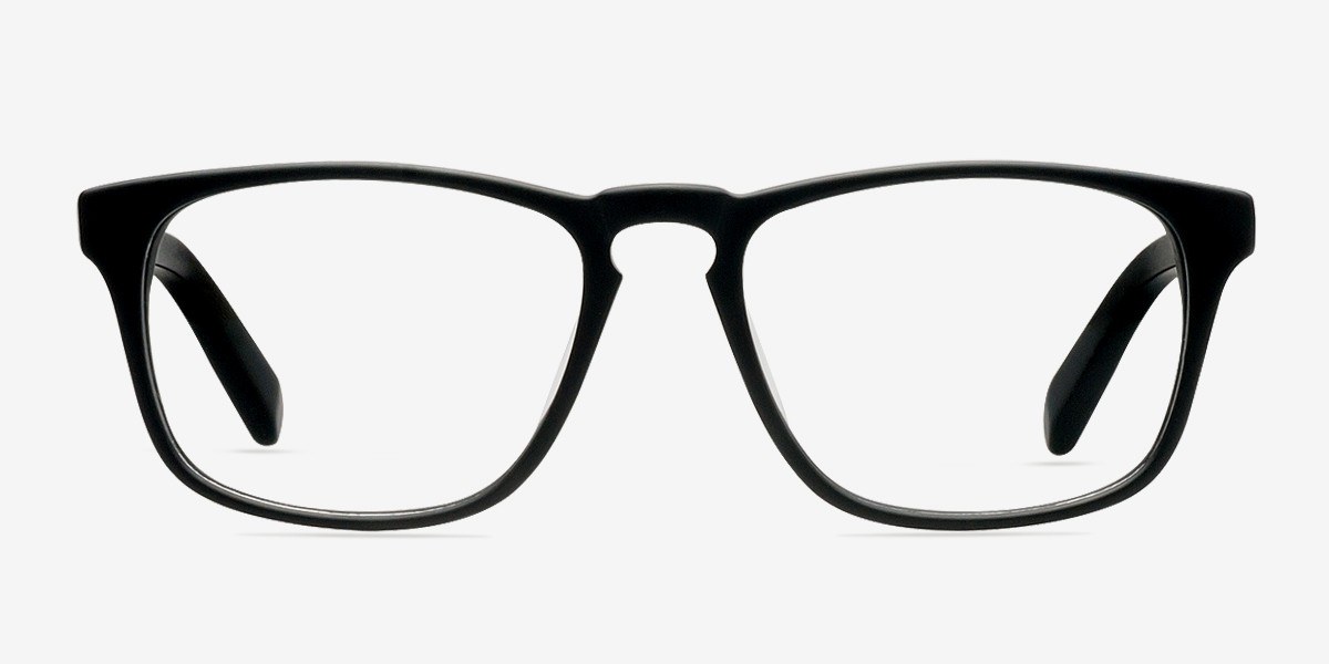 Rhode Island Matte Black PlastiqueMontures de lunettes de vue d'EyeBuyDirect, Vue de Face