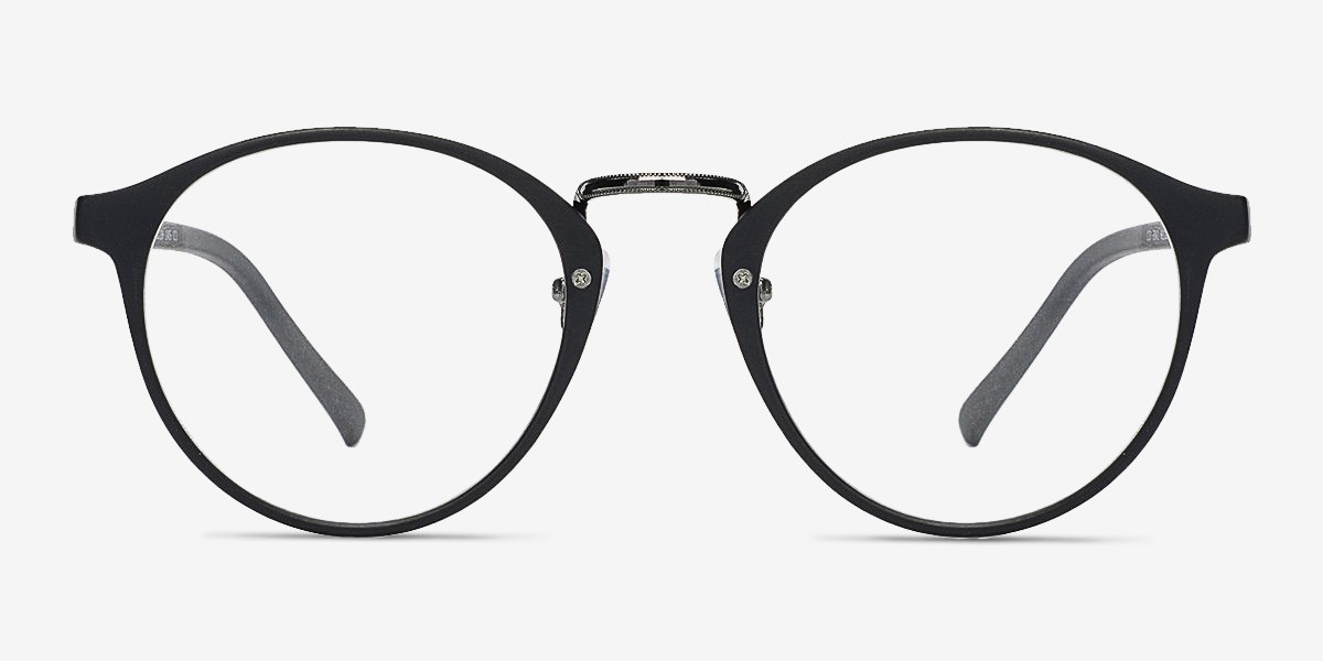 Chillax Matte Black & Gunmetal PlastiqueMontures de lunettes de vue d'EyeBuyDirect, Vue de Face