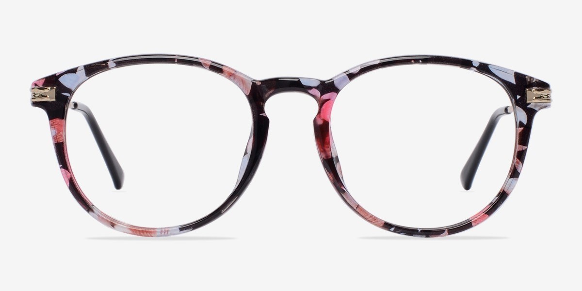 Muse Blue Floral Plastic-metalMontures de lunettes de vue d'EyeBuyDirect, Vue de Face