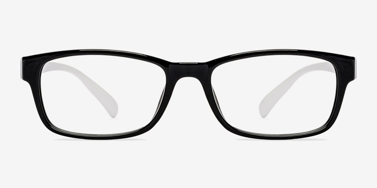 Danny Black & White PlastiqueMontures de lunettes de vue d'EyeBuyDirect, Vue de Face