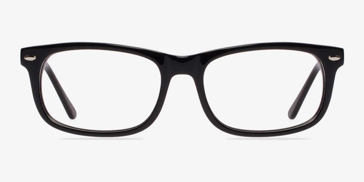 Birmingham Noir AcétateMontures de lunettes de vue d'EyeBuyDirect, Vue de Face
