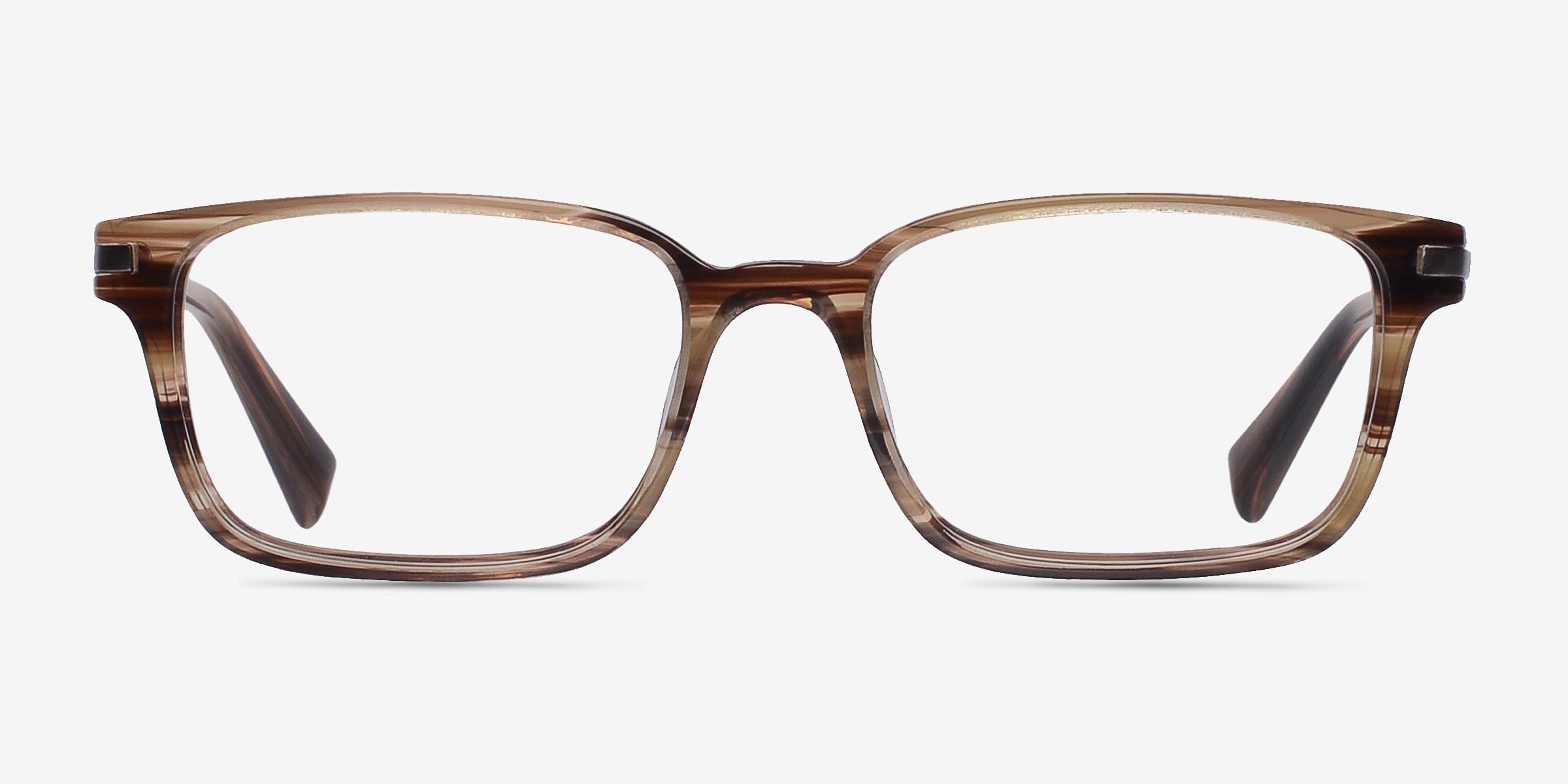Dreamer Brown & Striped Acetate-metalMontures de lunettes de vue d'EyeBuyDirect, Vue de Face