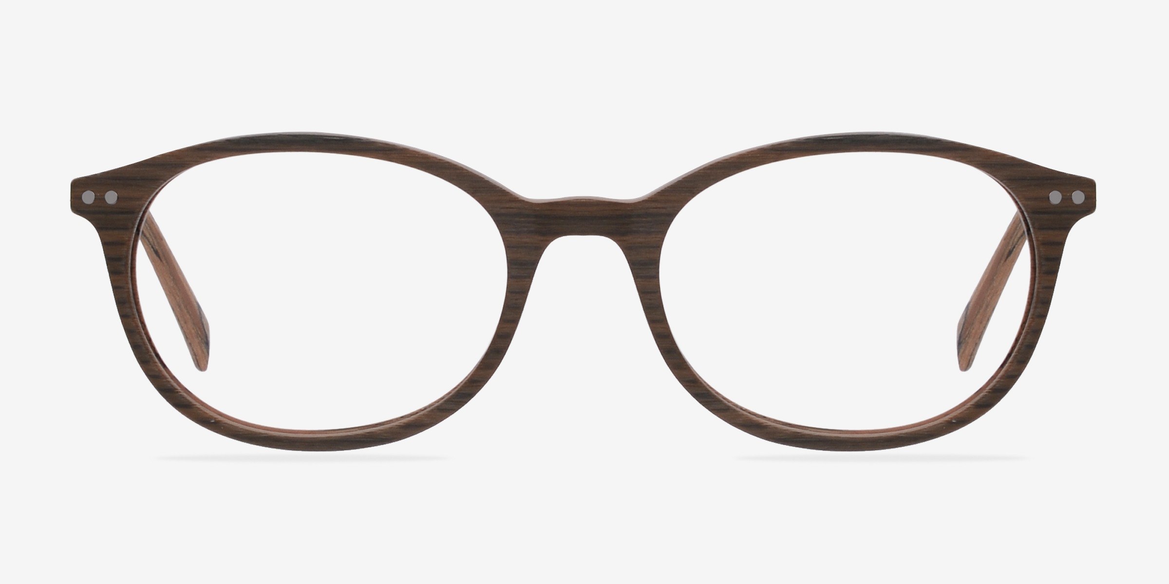Get Around Brown & Striped Wood-textureMontures de lunettes de vue d'EyeBuyDirect, Vue de Face