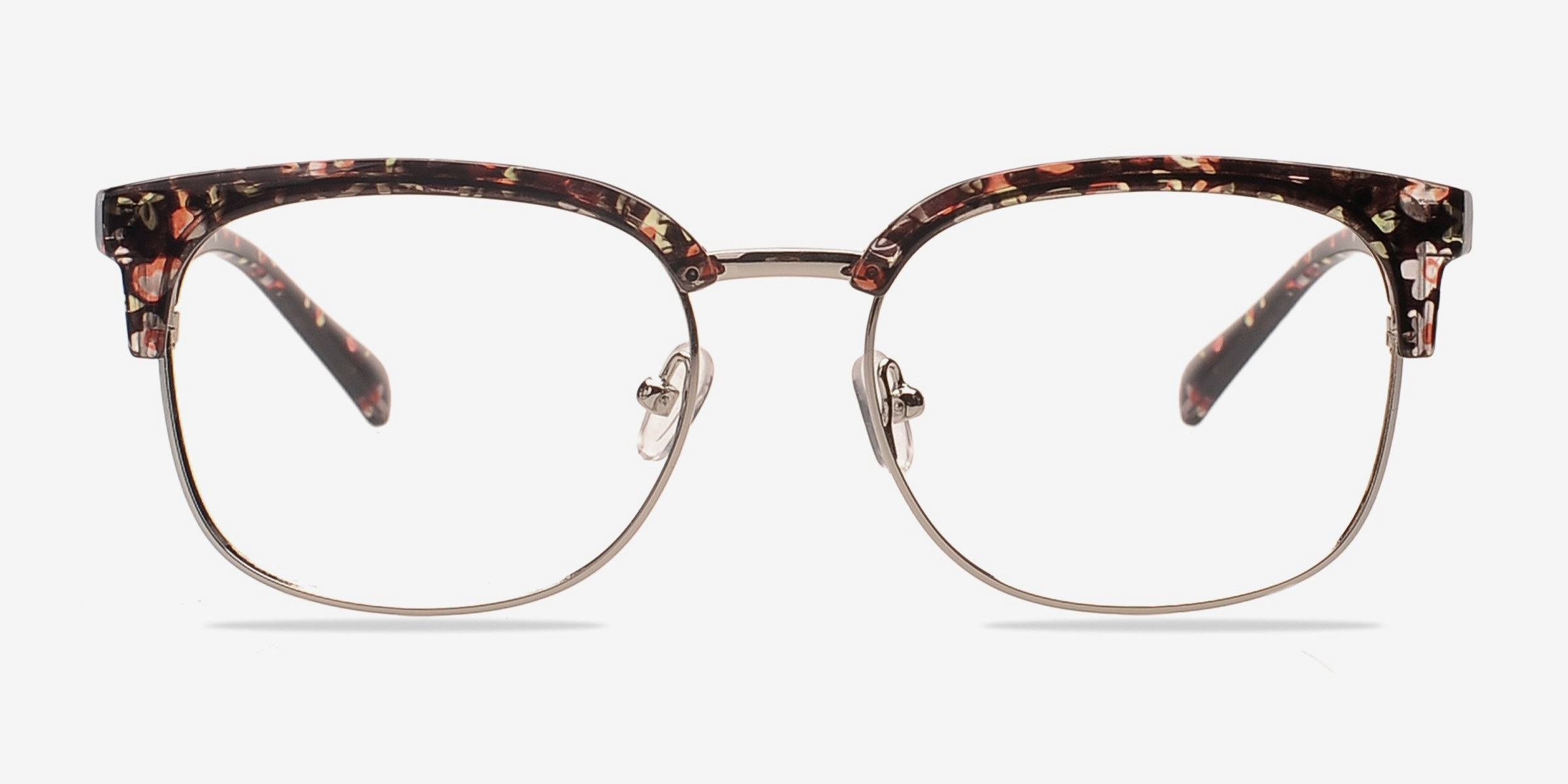 Charleston Silver & Floral Plastic-metalMontures de lunettes de vue d'EyeBuyDirect, Vue de Face