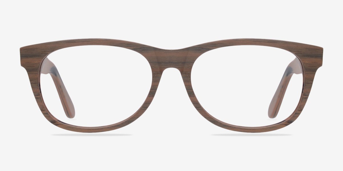 Panama Brown & Striped AcétateMontures de lunettes de vue d'EyeBuyDirect, Vue de Face