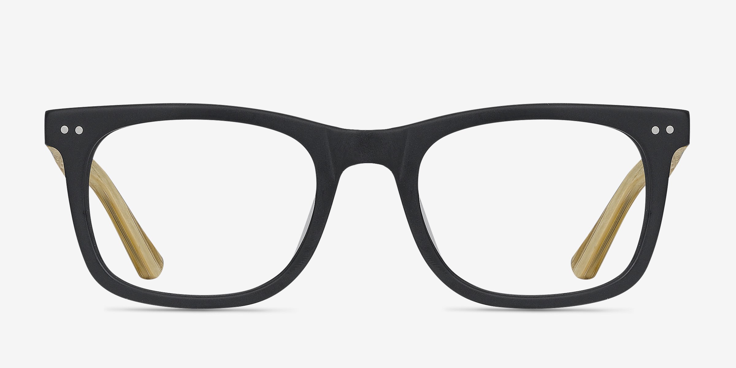 Montreal Matte Black AcétateMontures de lunettes de vue d'EyeBuyDirect, Vue de Face