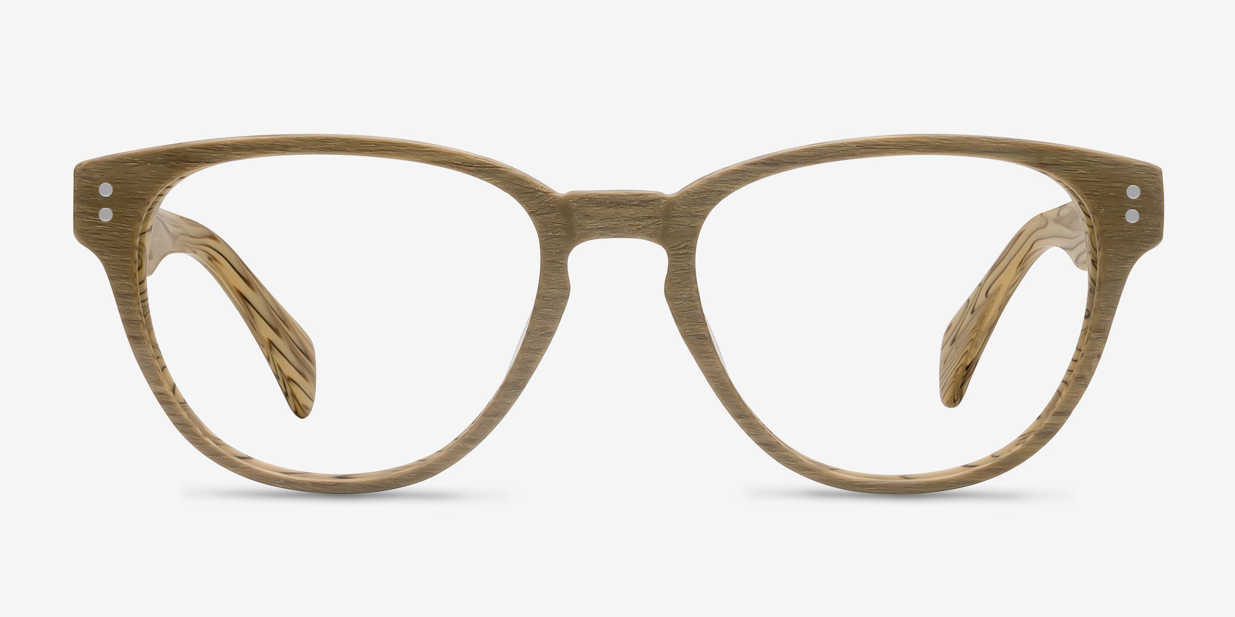 Light Year Jaune Wood-textureMontures de lunettes de vue d'EyeBuyDirect, Vue de Face