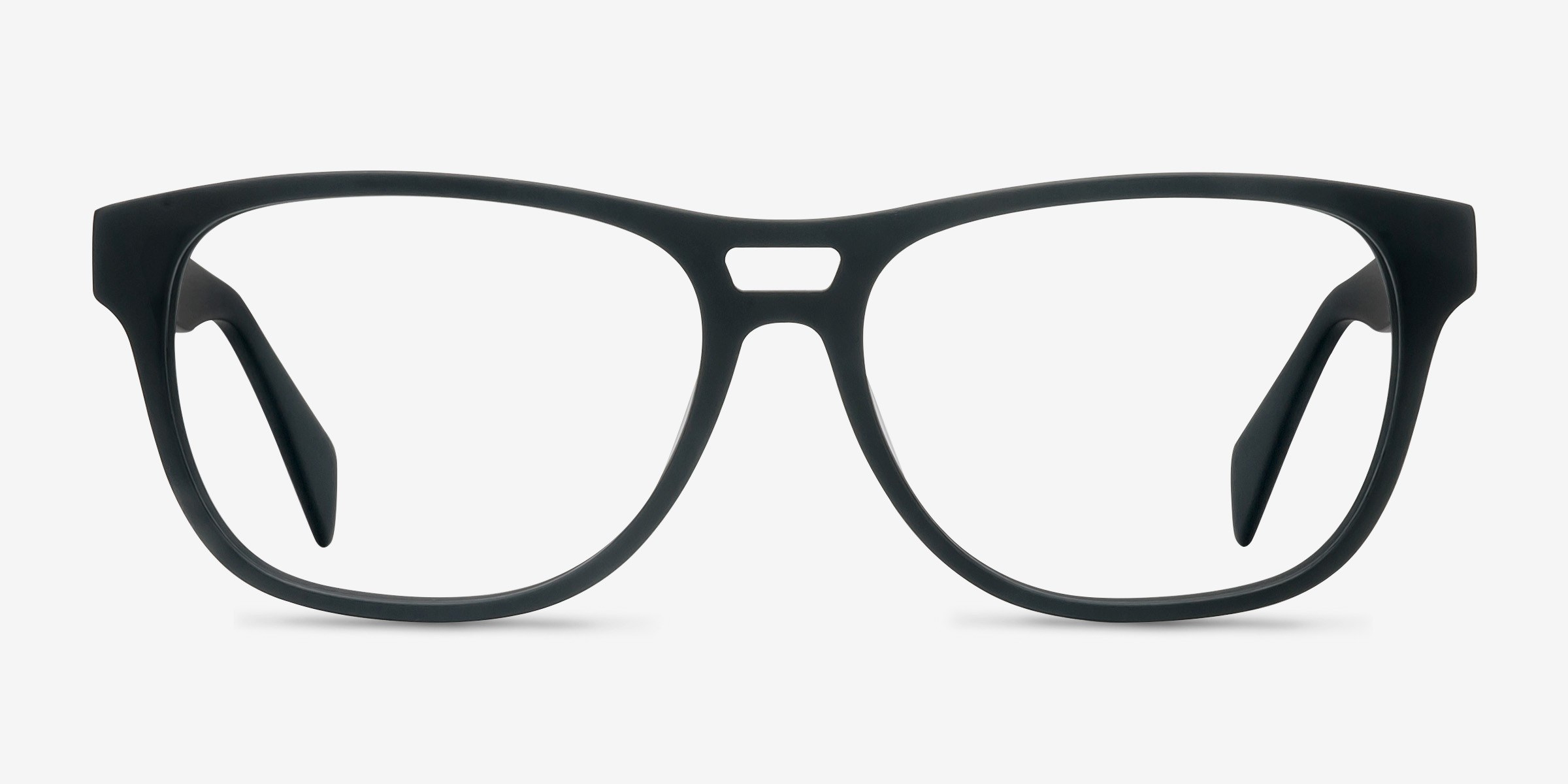 Leon Matte Black AcétateMontures de lunettes de vue d'EyeBuyDirect, Vue de Face