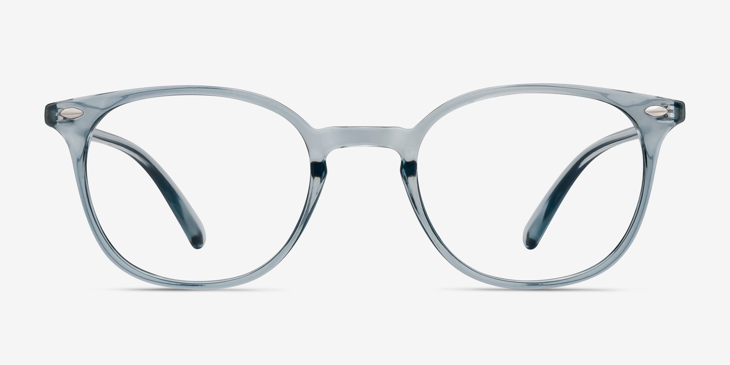 Hubris Clear Blue PlastiqueMontures de lunettes de vue d'EyeBuyDirect, Vue de Face