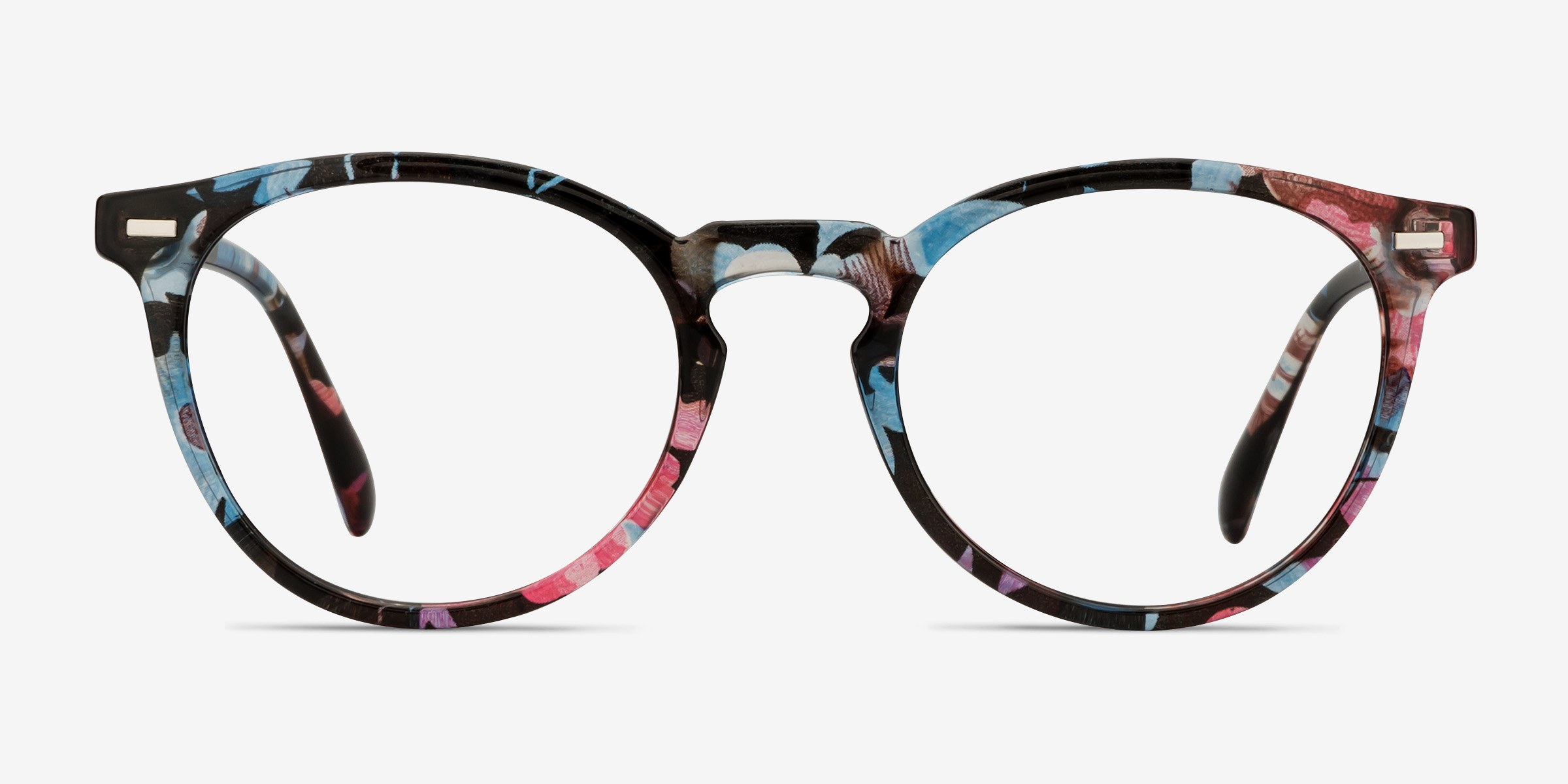 Peninsula Blue Floral PlastiqueMontures de lunettes de vue d'EyeBuyDirect, Vue de Face