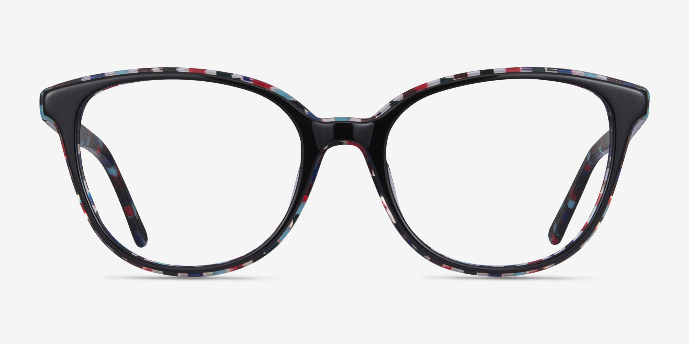 Pixels Black Floral AcétateMontures de lunettes de vue d'EyeBuyDirect, Vue de Face