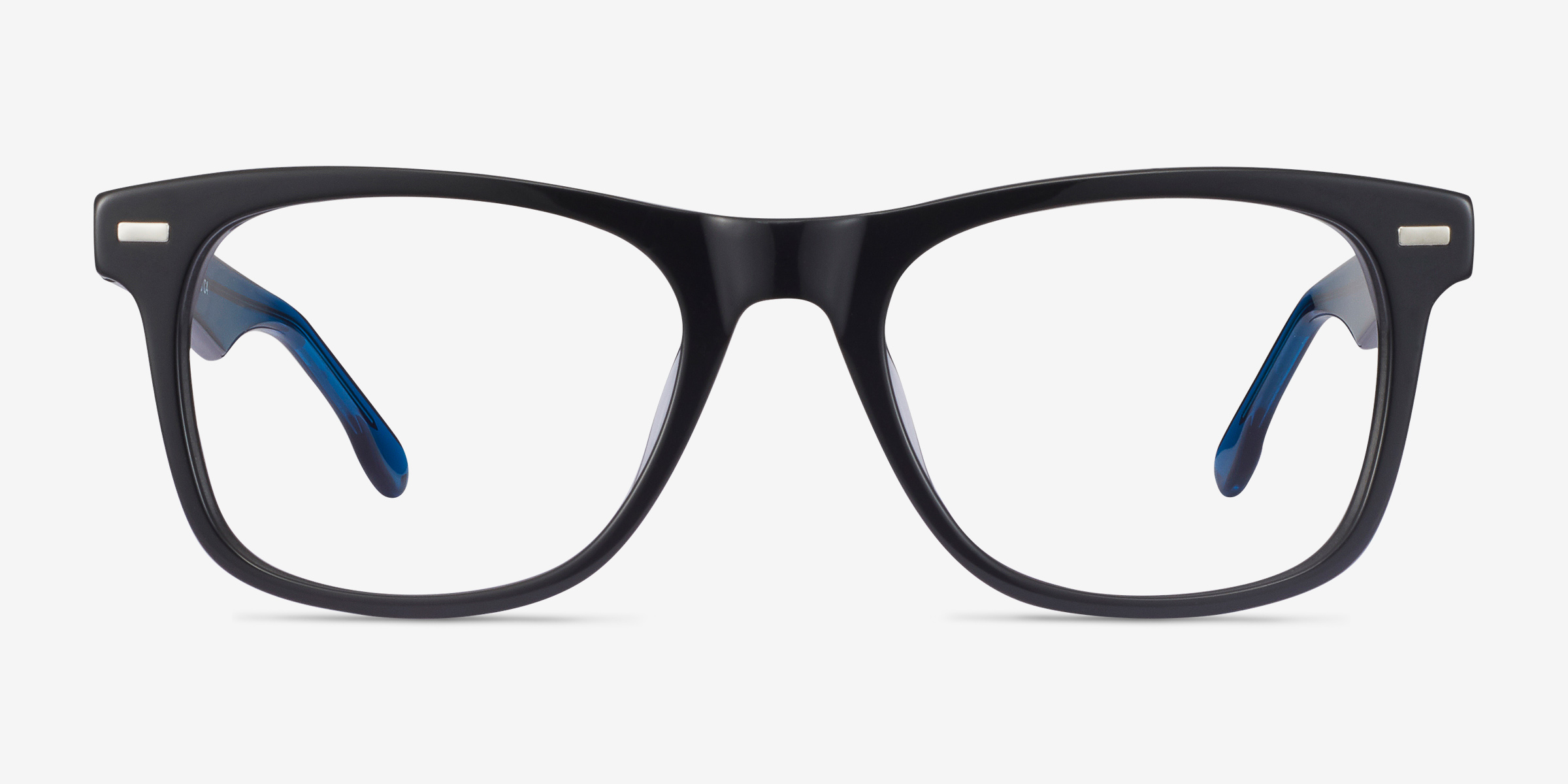 Caster Noir AcétateMontures de lunettes de vue d'EyeBuyDirect, Vue de Face