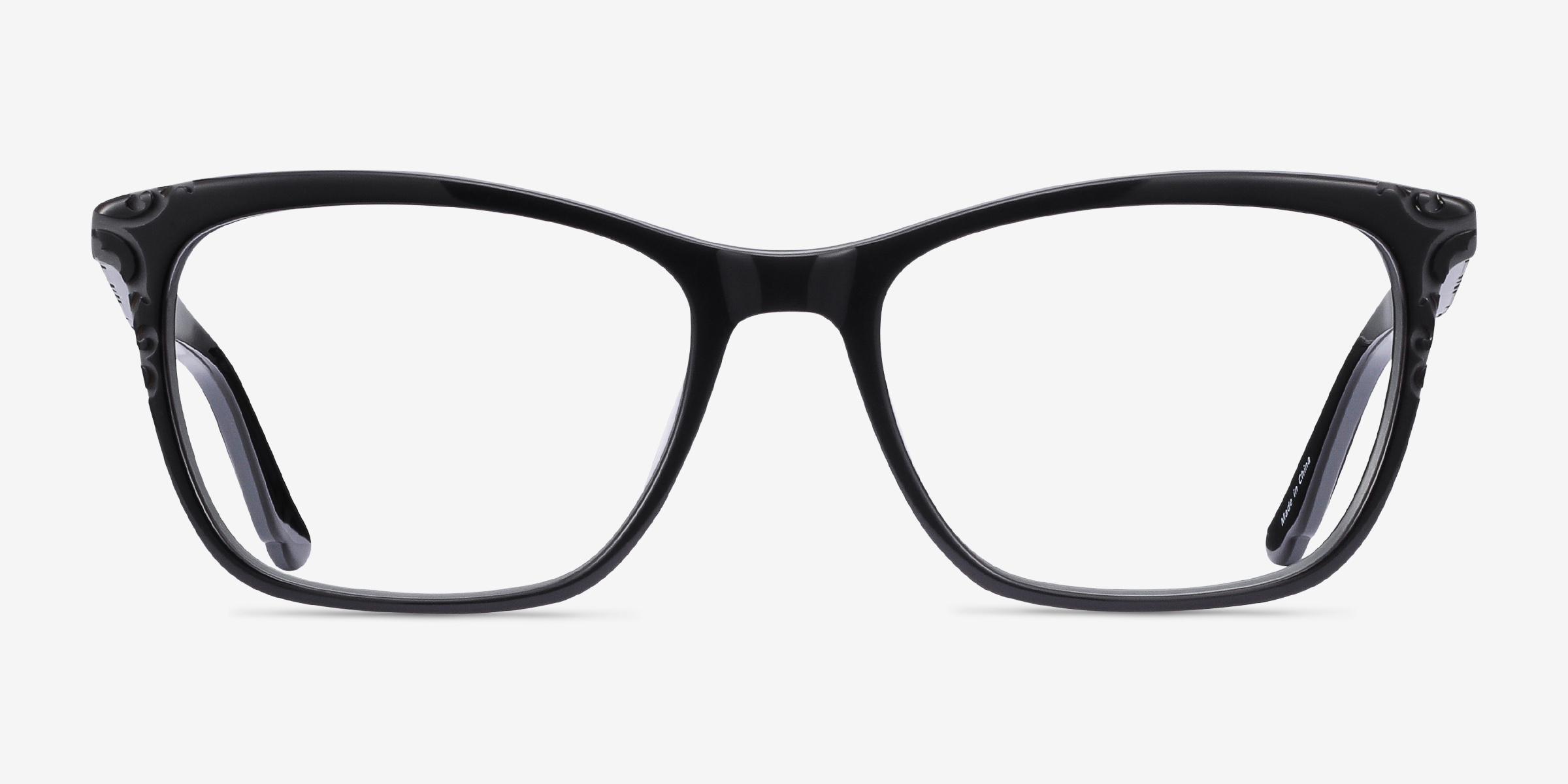 Hedera Noir AcétateMontures de lunettes de vue d'EyeBuyDirect, Vue de Face