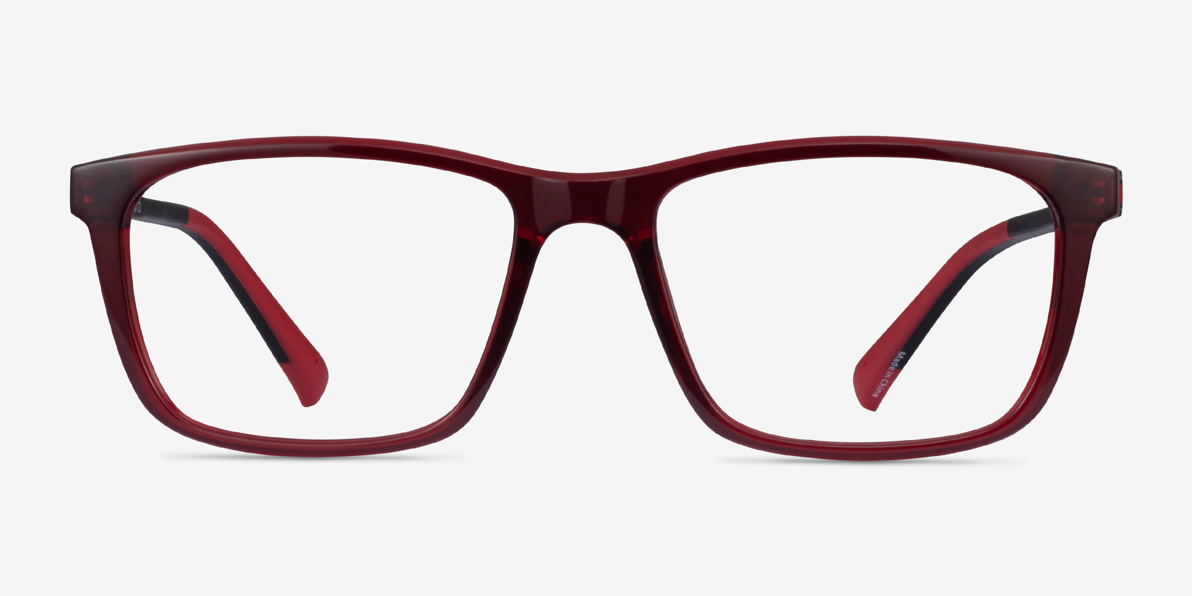 Brad Clear Red Black PlastiqueMontures de lunettes de vue d'EyeBuyDirect, Vue de Face
