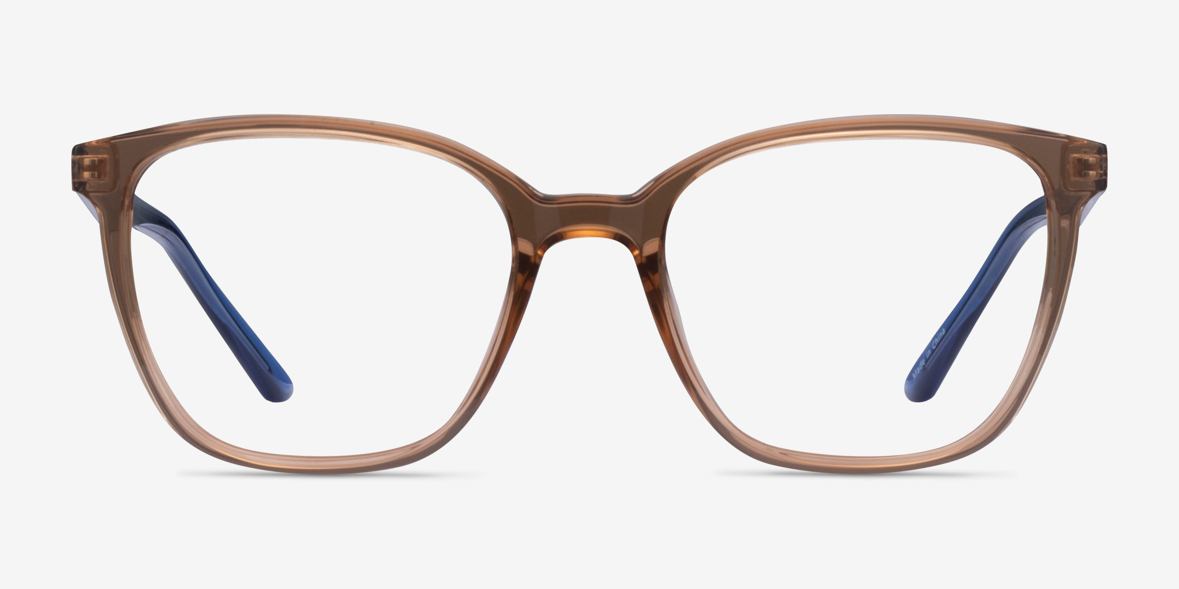 Identical Clear Brown & Blue PlastiqueMontures de lunettes de vue d'EyeBuyDirect, Vue de Face