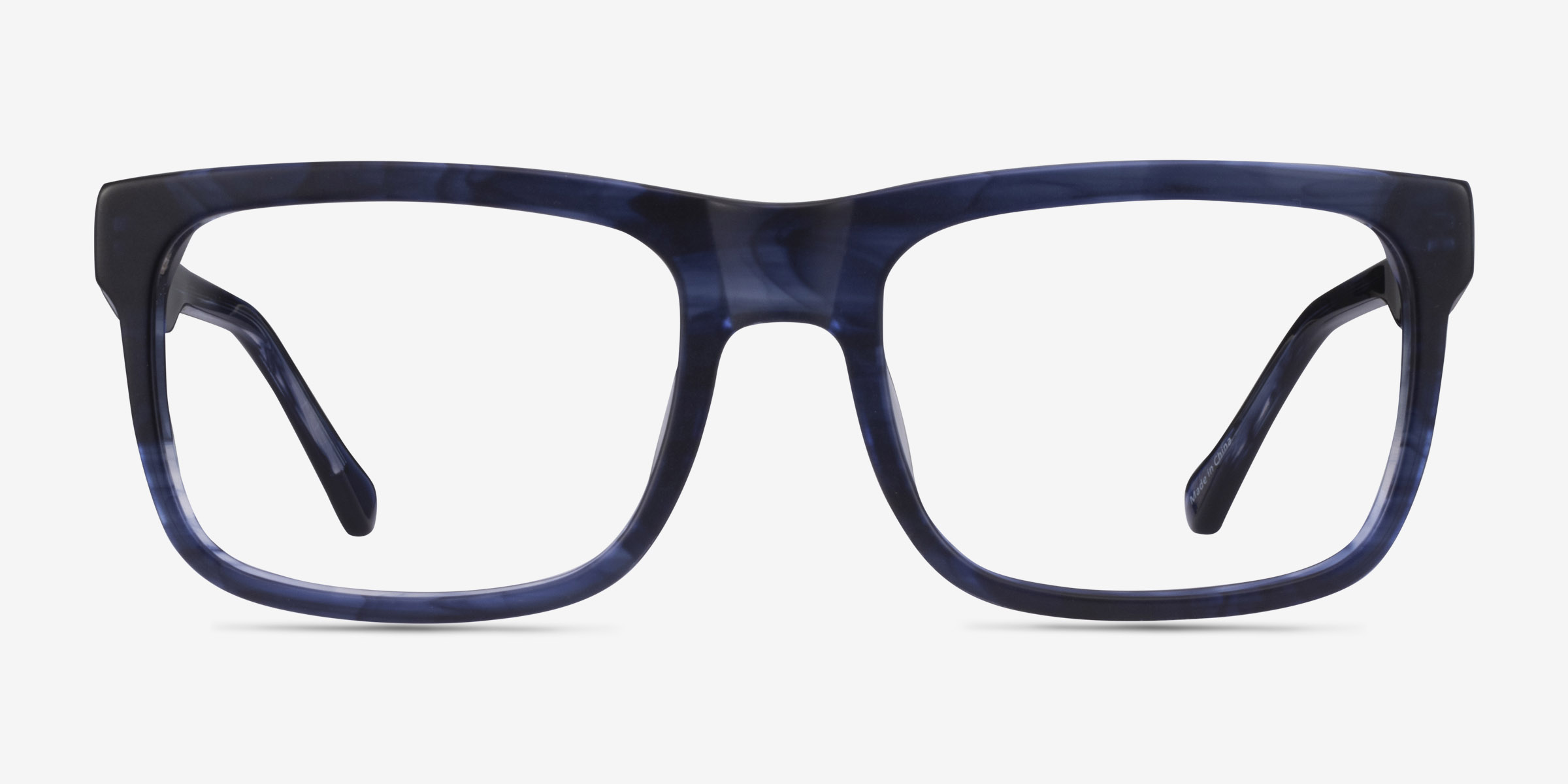 Ylem Matte Blue Striped AcétateMontures de lunettes de vue d'EyeBuyDirect, Vue de Face