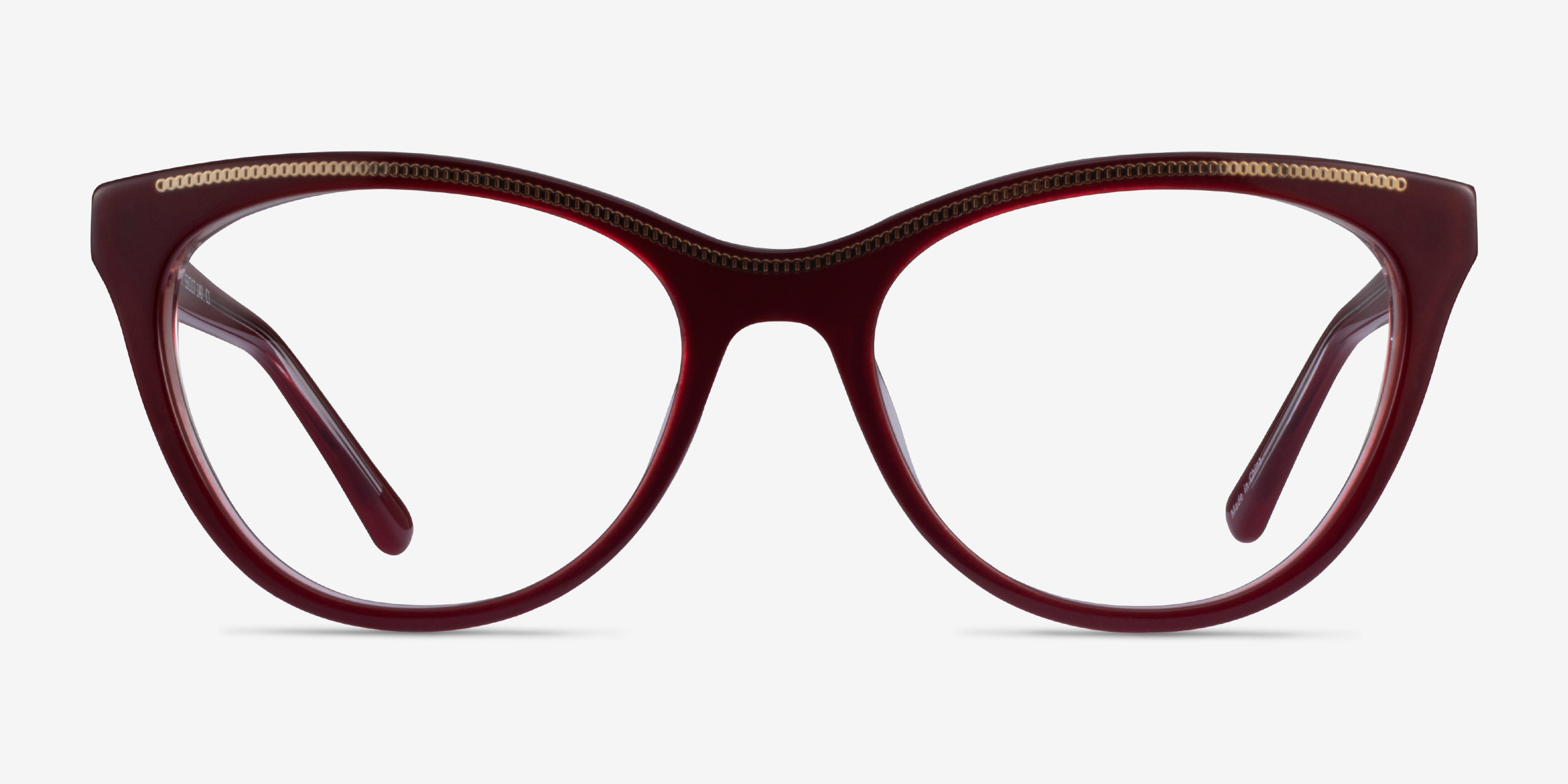 Felicity Burgundy Gold AcétateMontures de lunettes de vue d'EyeBuyDirect, Vue de Face