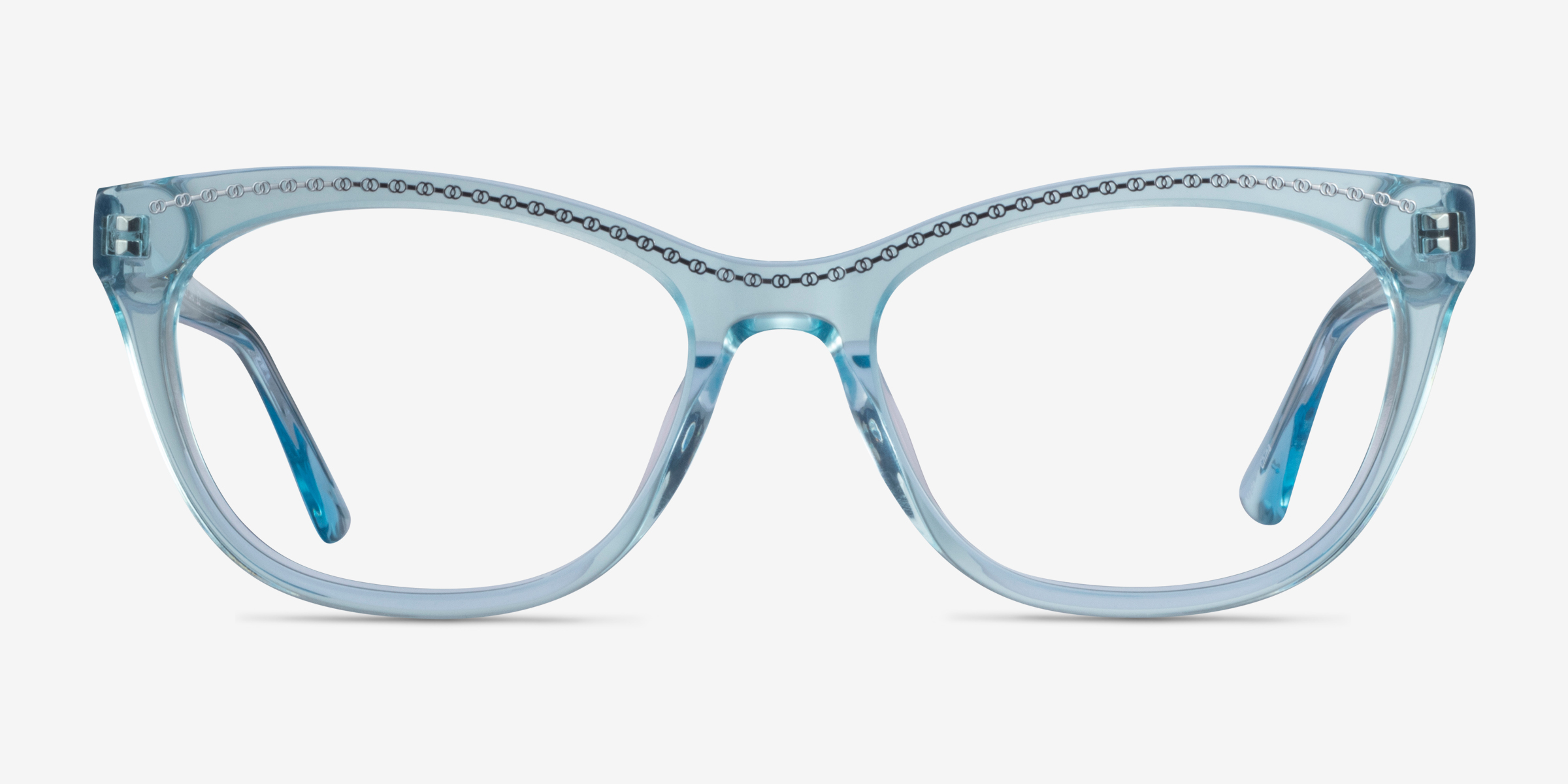 Arabesque Clear Blue Silver AcétateMontures de lunettes de vue d'EyeBuyDirect, Vue de Face