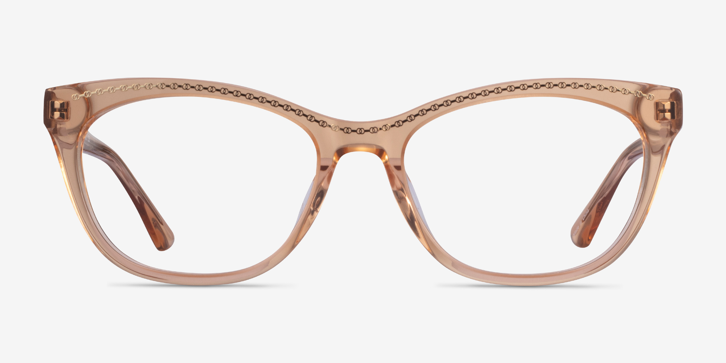 Arabesque Clear Orange Gold AcétateMontures de lunettes de vue d'EyeBuyDirect, Vue de Face