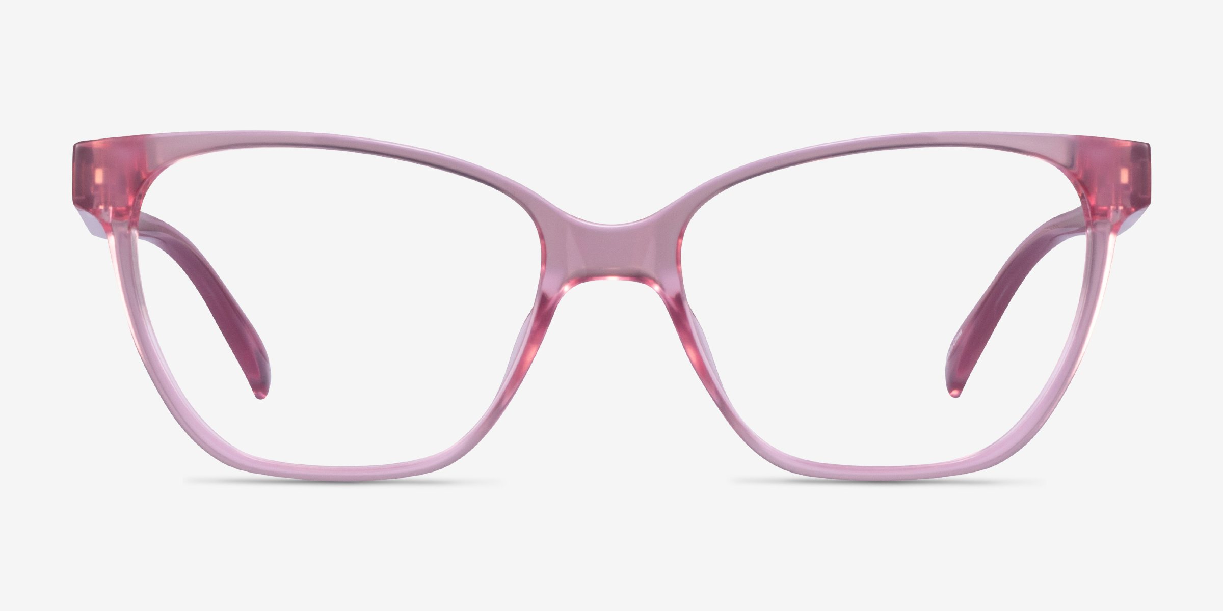 Almond Clear Pink PlastiqueMontures de lunettes de vue d'EyeBuyDirect, Vue de Face