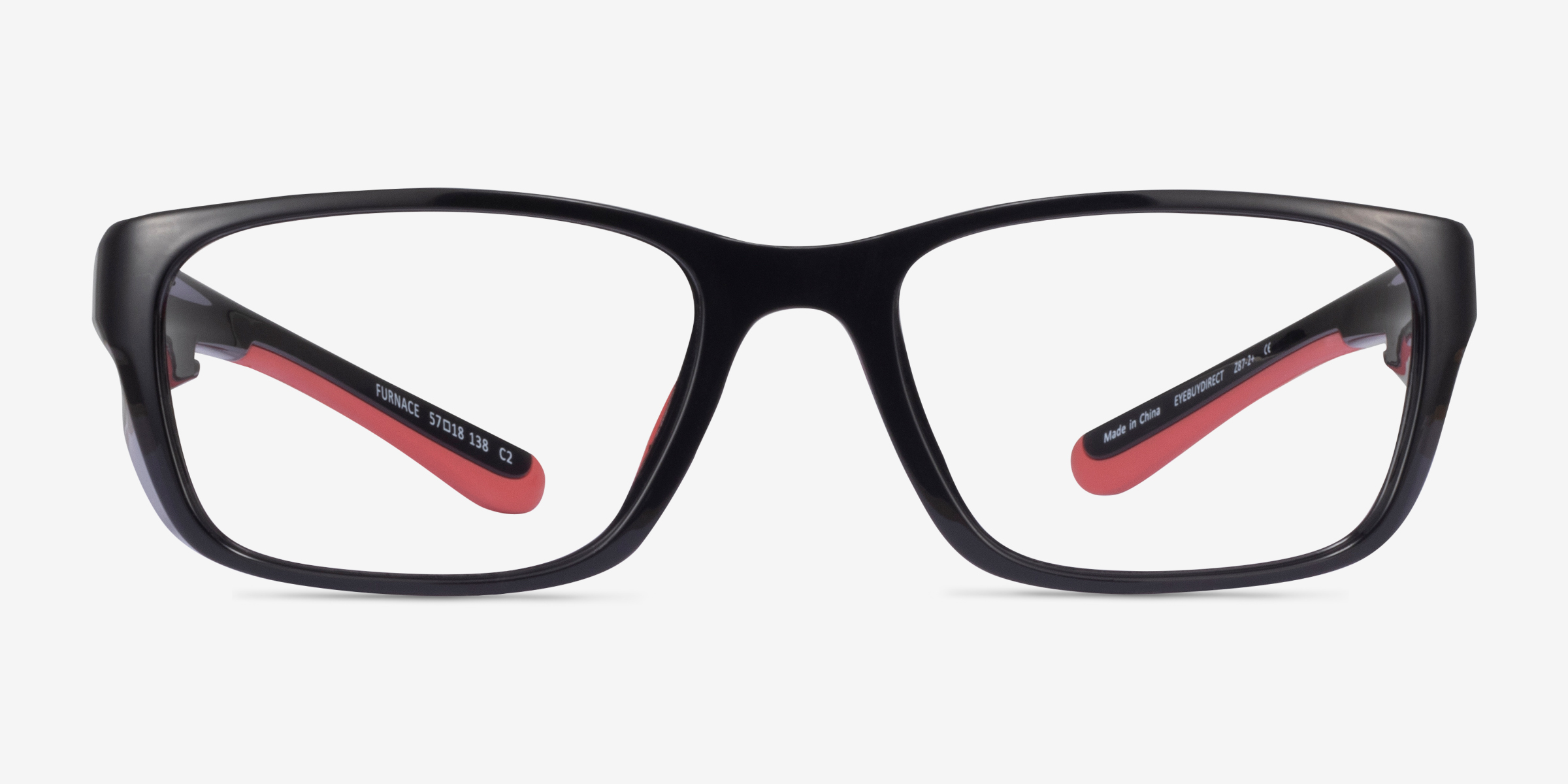 Furnace Black Red PlastiqueMontures de lunettes de vue d'EyeBuyDirect, Vue de Face
