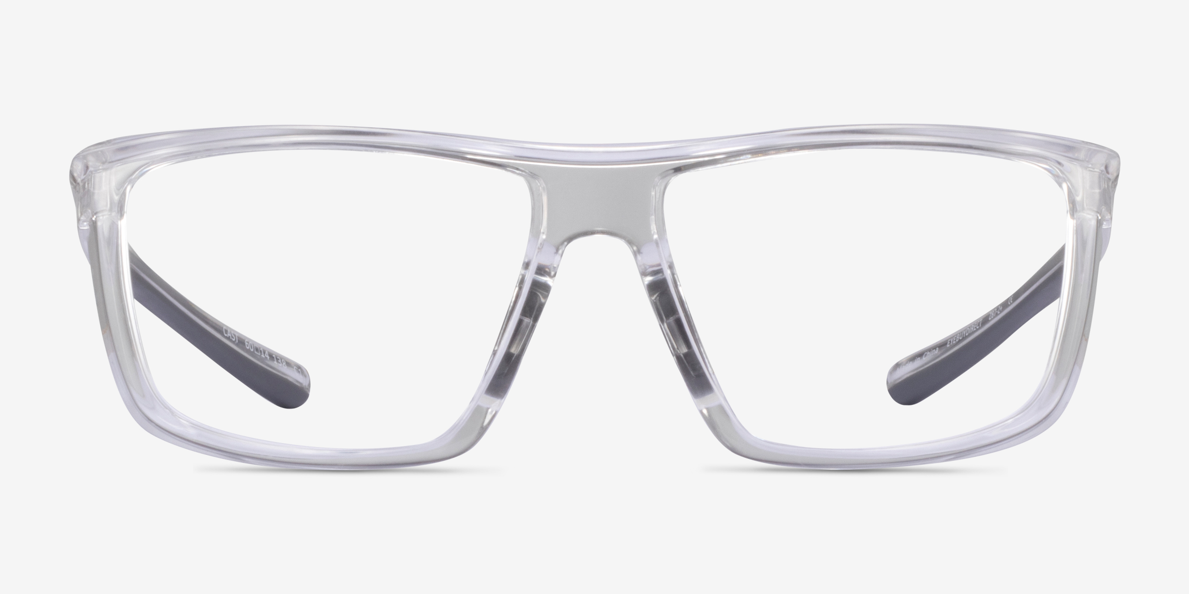 Cast Clear Gray PlastiqueMontures de lunettes de vue d'EyeBuyDirect, Vue de Face