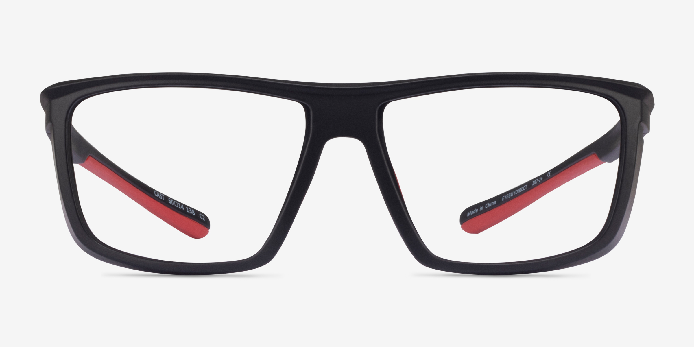 Cast Black Red PlastiqueMontures de lunettes de vue d'EyeBuyDirect, Vue de Face