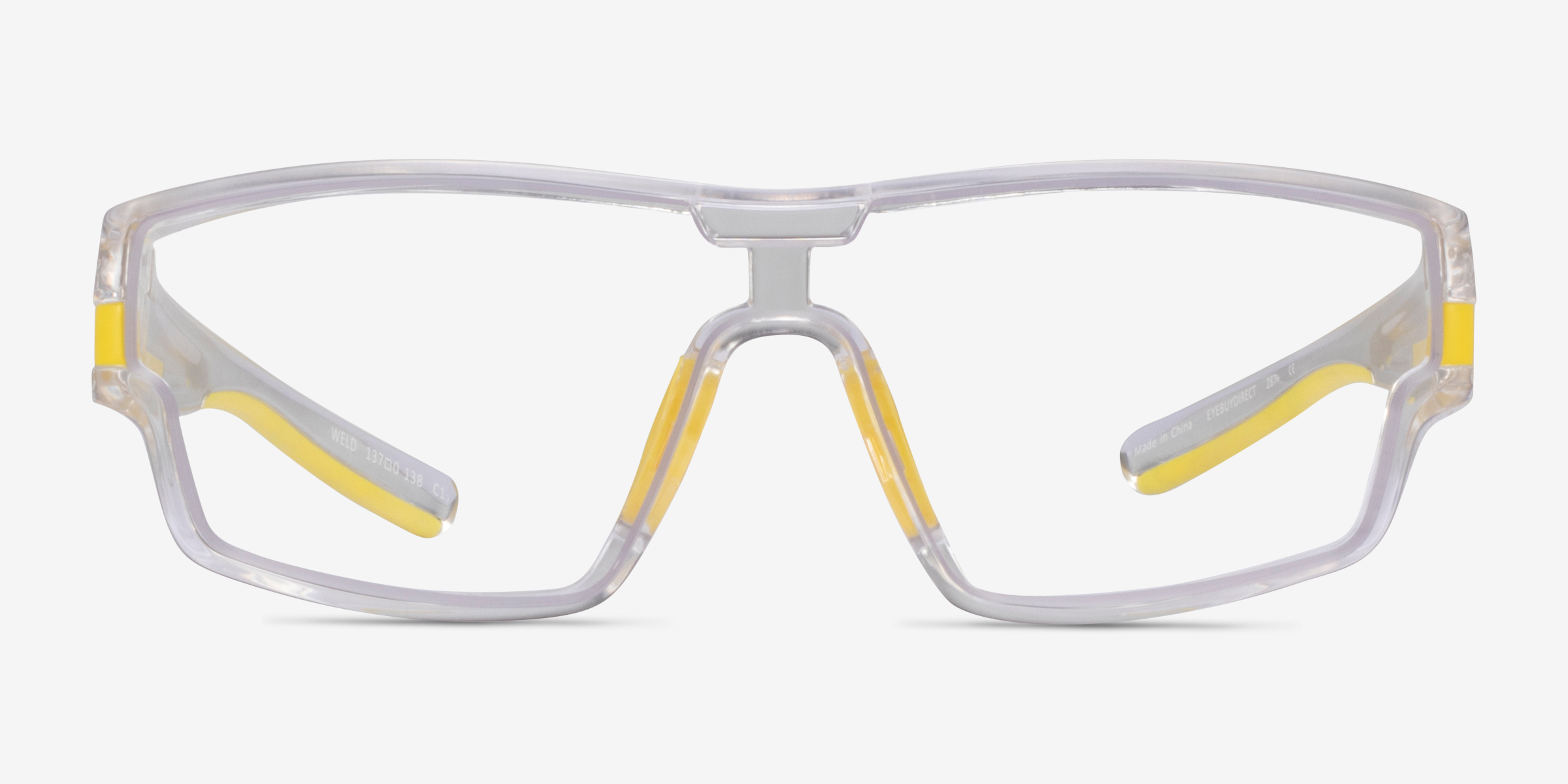 Weld Clear Yellow PlastiqueMontures de lunettes de vue d'EyeBuyDirect, Vue de Face