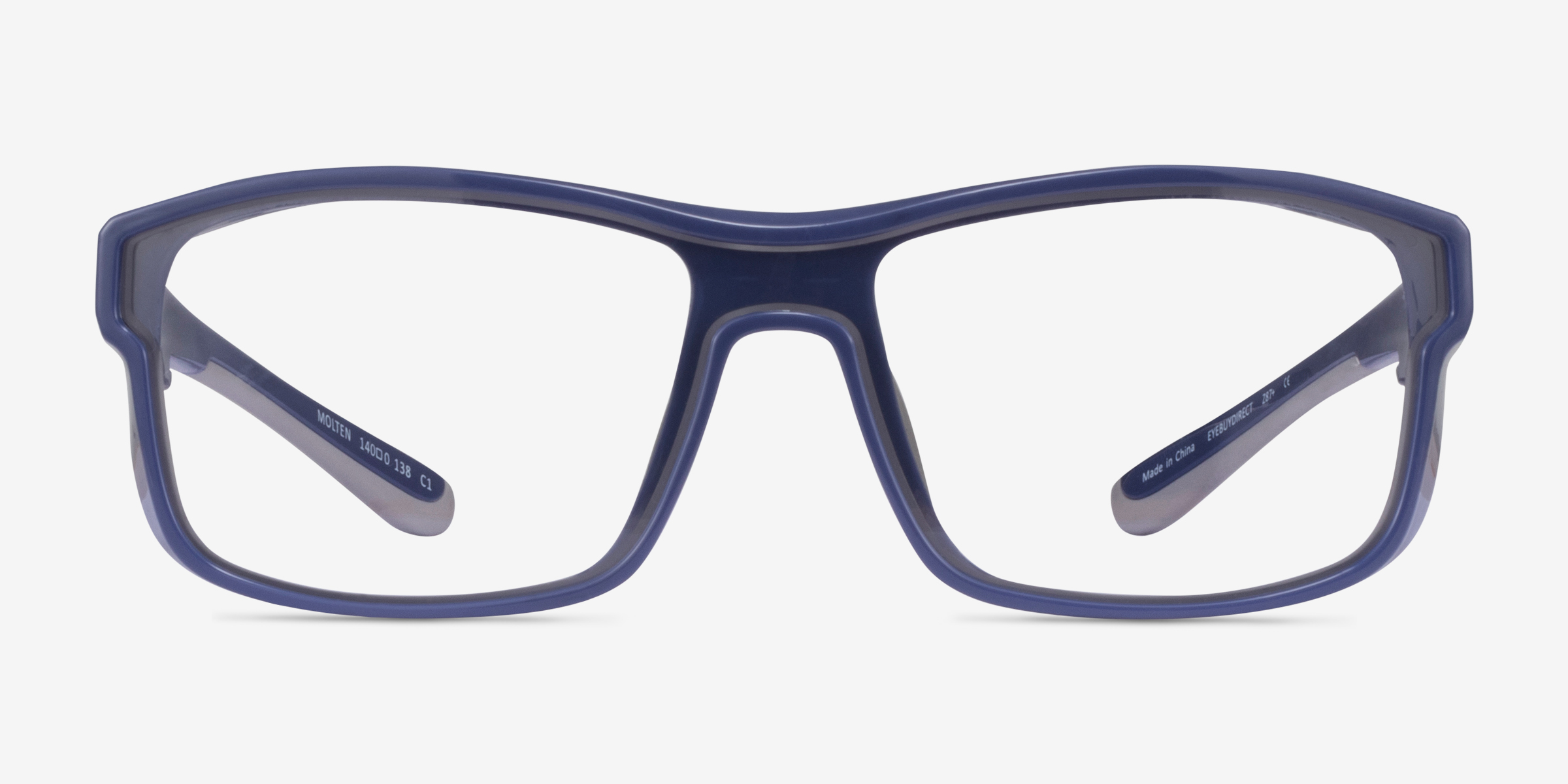 Molten Navy Gray PlastiqueMontures de lunettes de vue d'EyeBuyDirect, Vue de Face