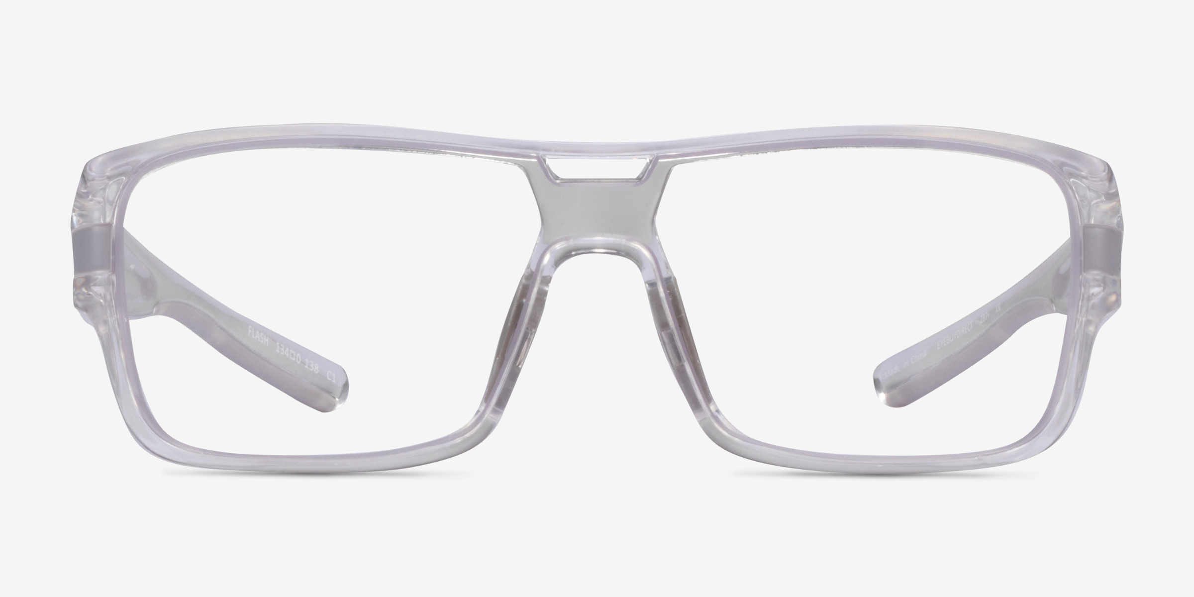 Flash Clear Gray PlastiqueMontures de lunettes de vue d'EyeBuyDirect, Vue de Face
