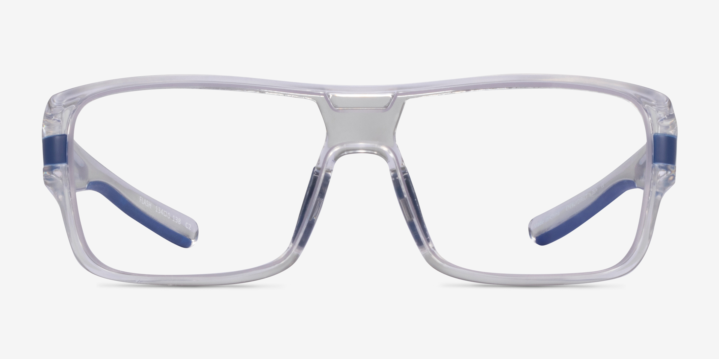Flash Clear Blue PlastiqueMontures de lunettes de vue d'EyeBuyDirect, Vue de Face