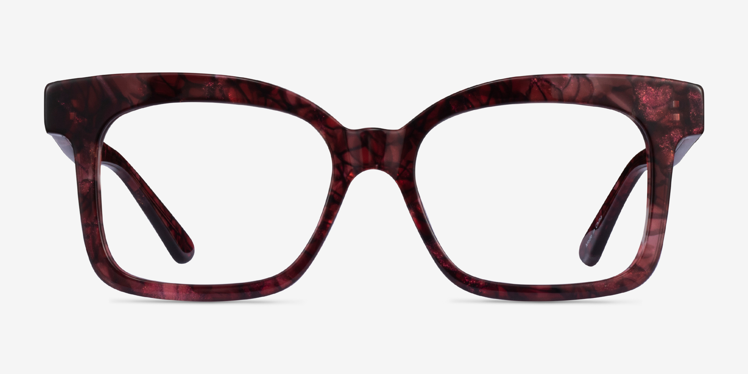 Boheme Shiny Red Floral AcétateMontures de lunettes de vue d'EyeBuyDirect, Vue de Face