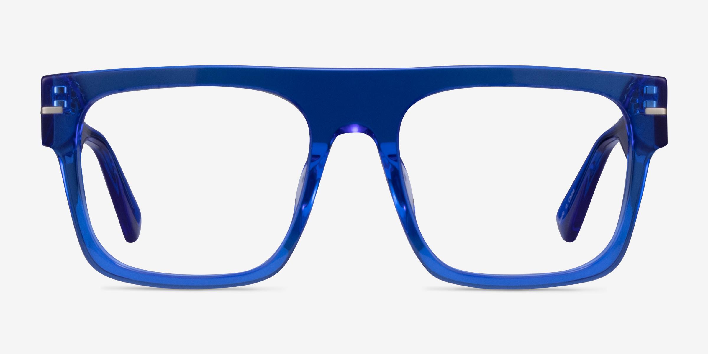 Chet Transparent Blue AcétateMontures de lunettes de vue d'EyeBuyDirect, Vue de Face