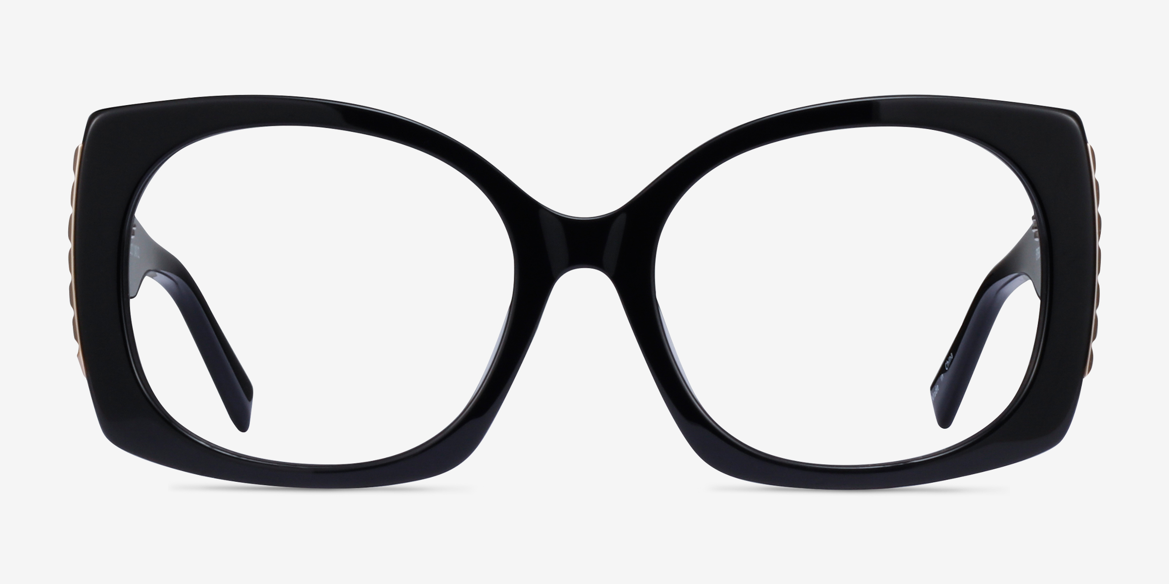 Prawl Noir AcétateMontures de lunettes de vue d'EyeBuyDirect, Vue de Face