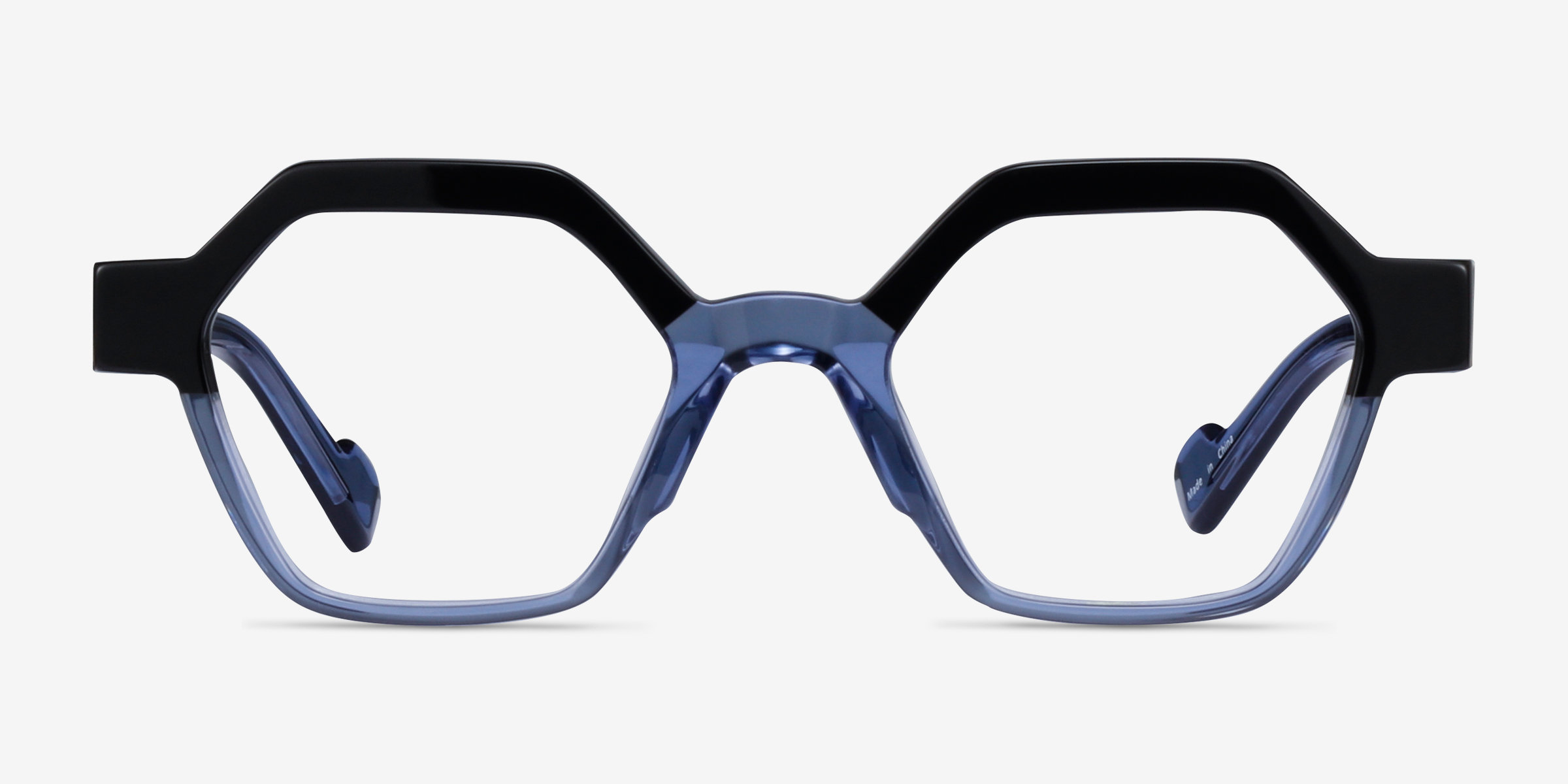 Hexed Black Clear Blue AcétateMontures de lunettes de vue d'EyeBuyDirect, Vue de Face