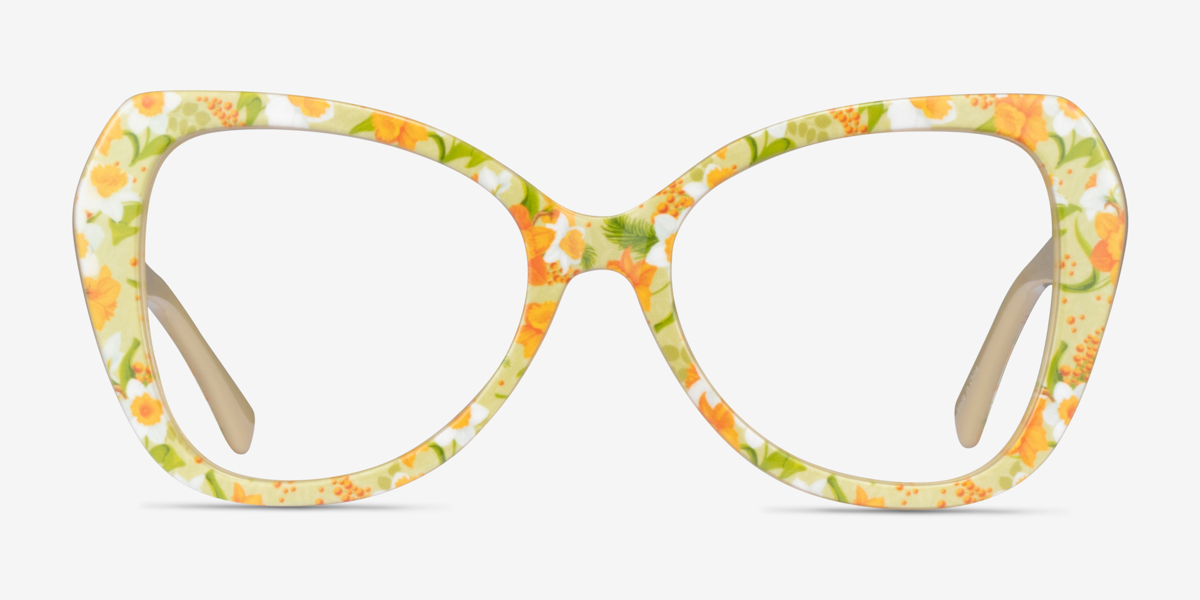 Superbloom Yellow Floral AcétateMontures de lunettes de vue d'EyeBuyDirect, Vue de Face