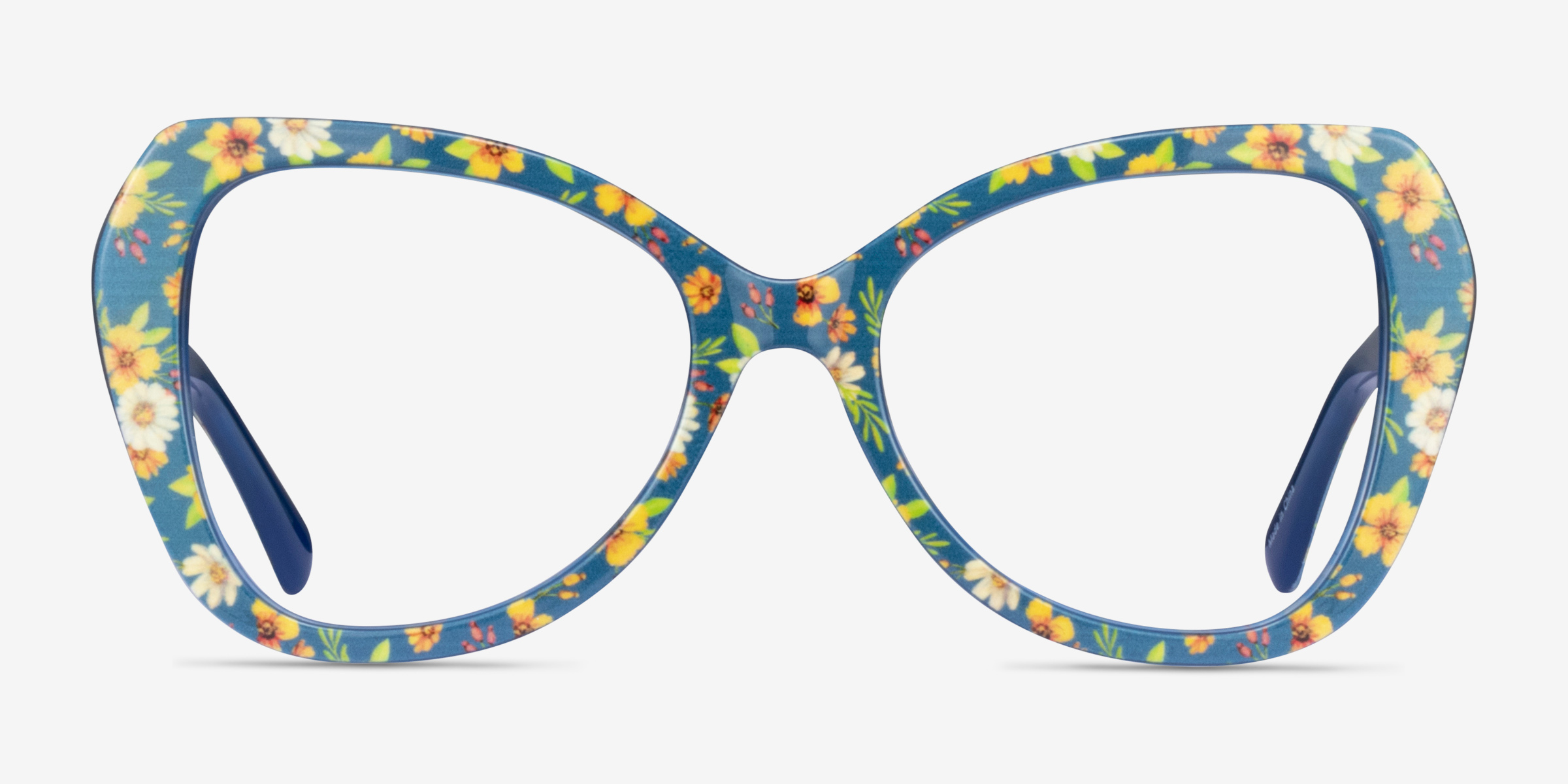 Superbloom Blue Floral AcétateMontures de lunettes de vue d'EyeBuyDirect, Vue de Face