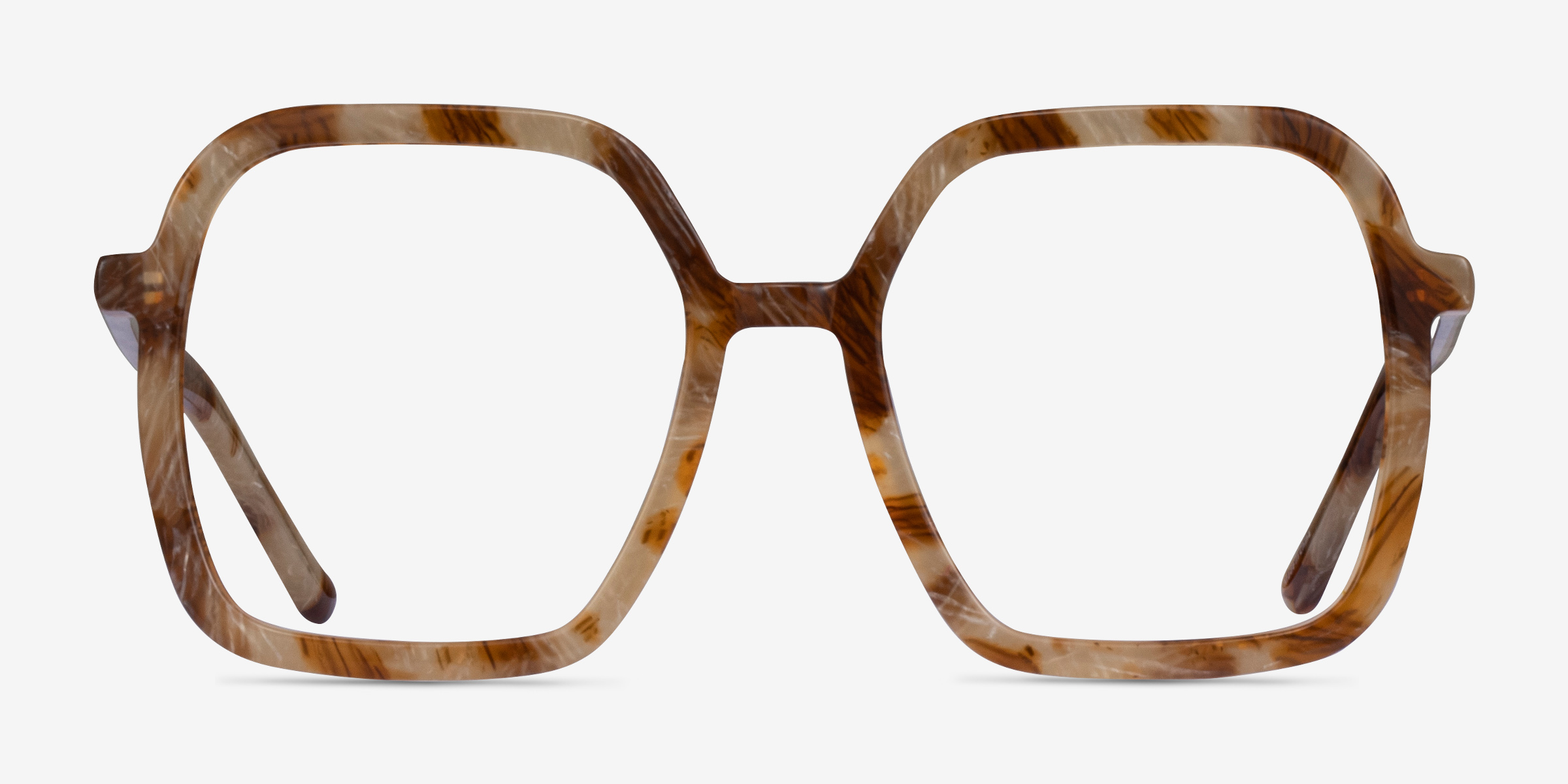Artemis Brown Striped AcétateMontures de lunettes de vue d'EyeBuyDirect, Vue de Face