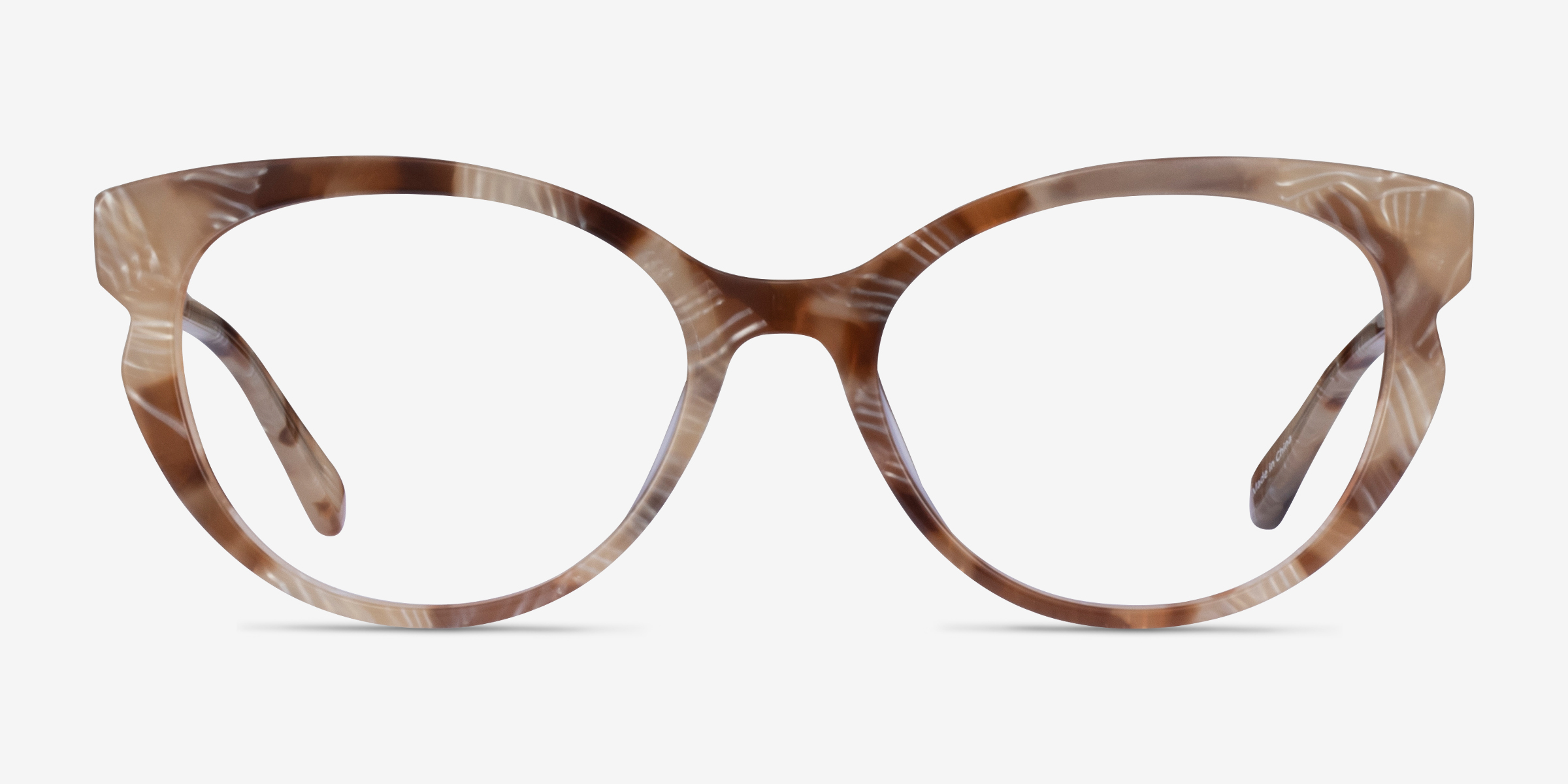 Moa Brown Striped AcétateMontures de lunettes de vue d'EyeBuyDirect, Vue de Face