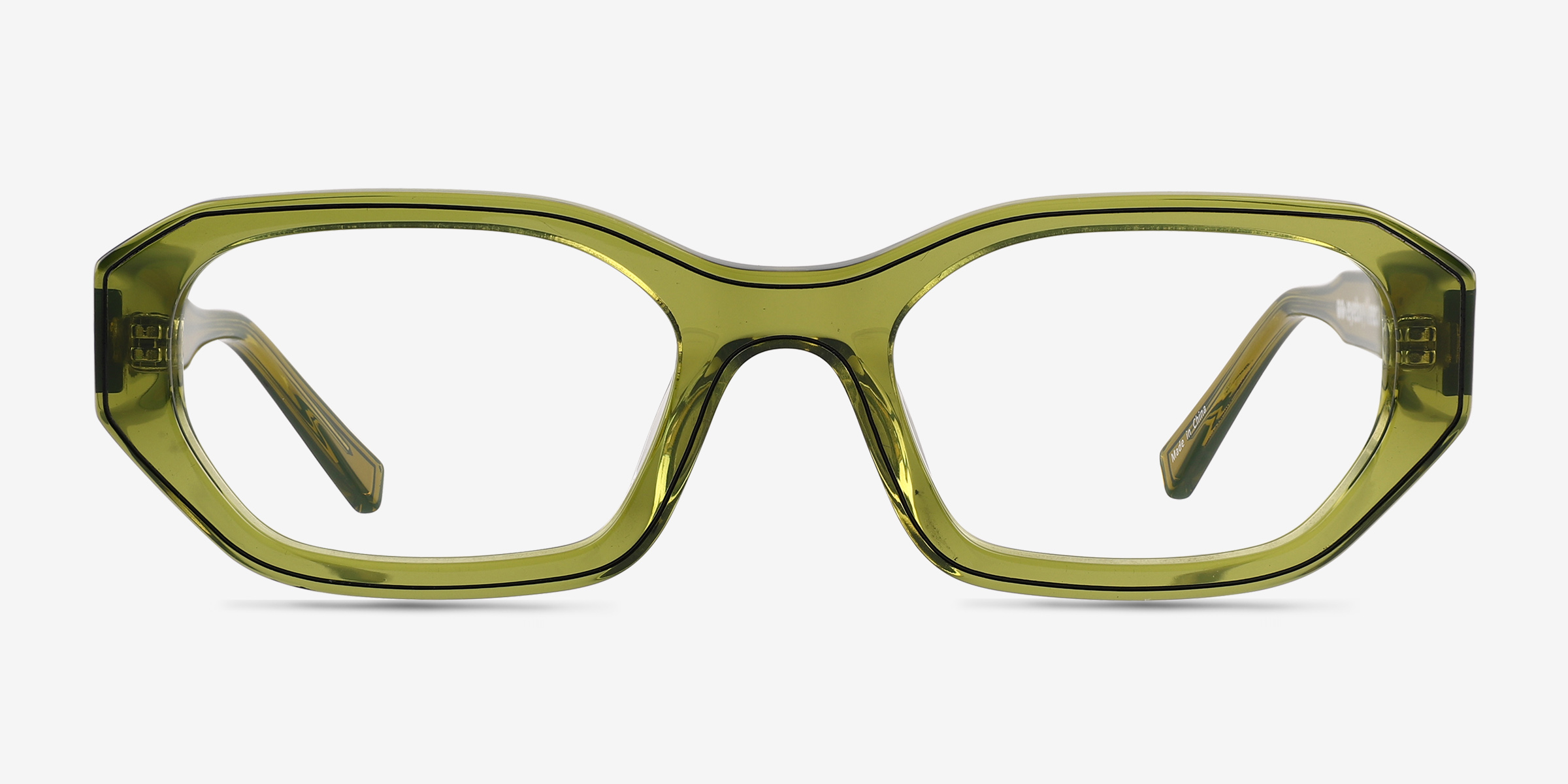 Nina Crystal Olive Green AcétateMontures de lunettes de vue d'EyeBuyDirect, Vue de Face