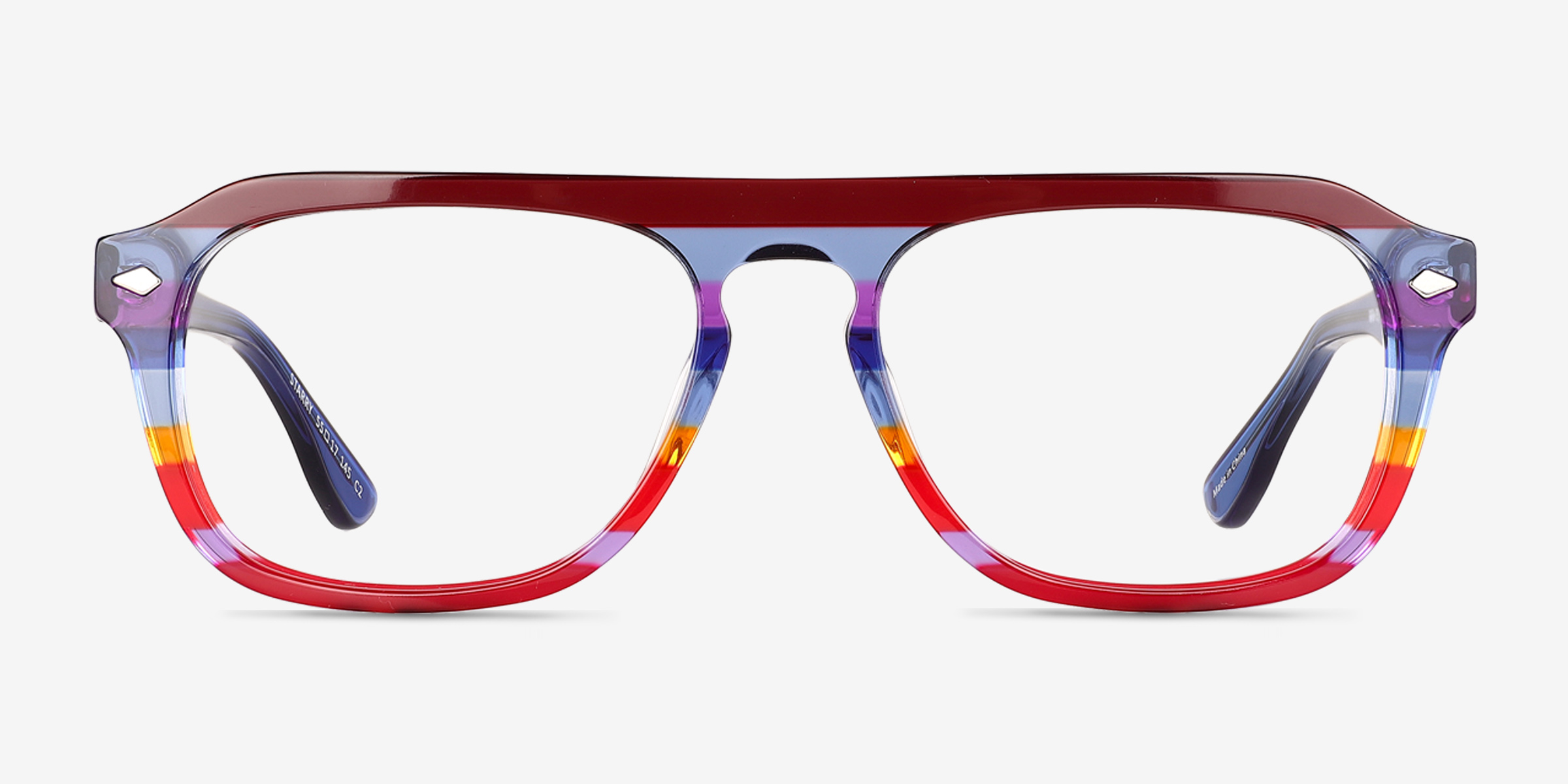 Starry Blue Red Rainbow AcétateMontures de lunettes de vue d'EyeBuyDirect, Vue de Face