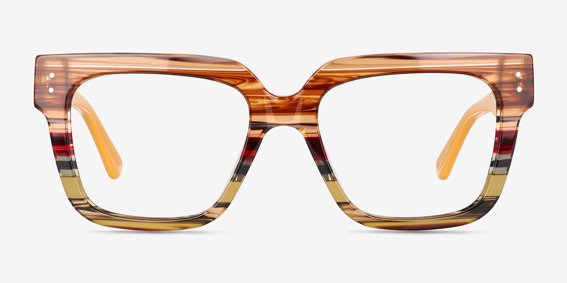 Vibrant Brown Yellow Striped AcétateMontures de lunettes de vue d'EyeBuyDirect, Vue de Face