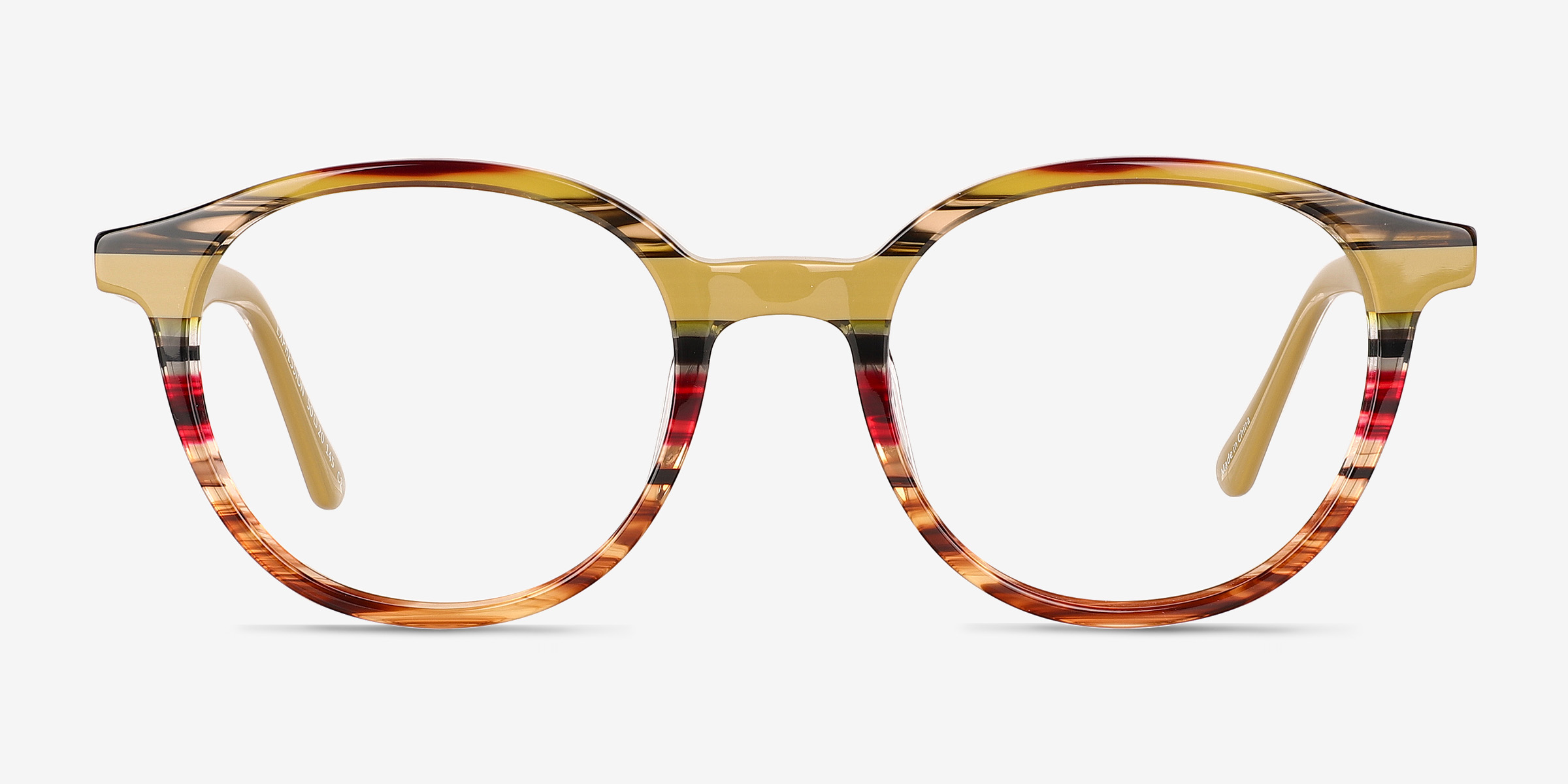 Expression Brown Yellow Striped AcétateMontures de lunettes de vue d'EyeBuyDirect, Vue de Face