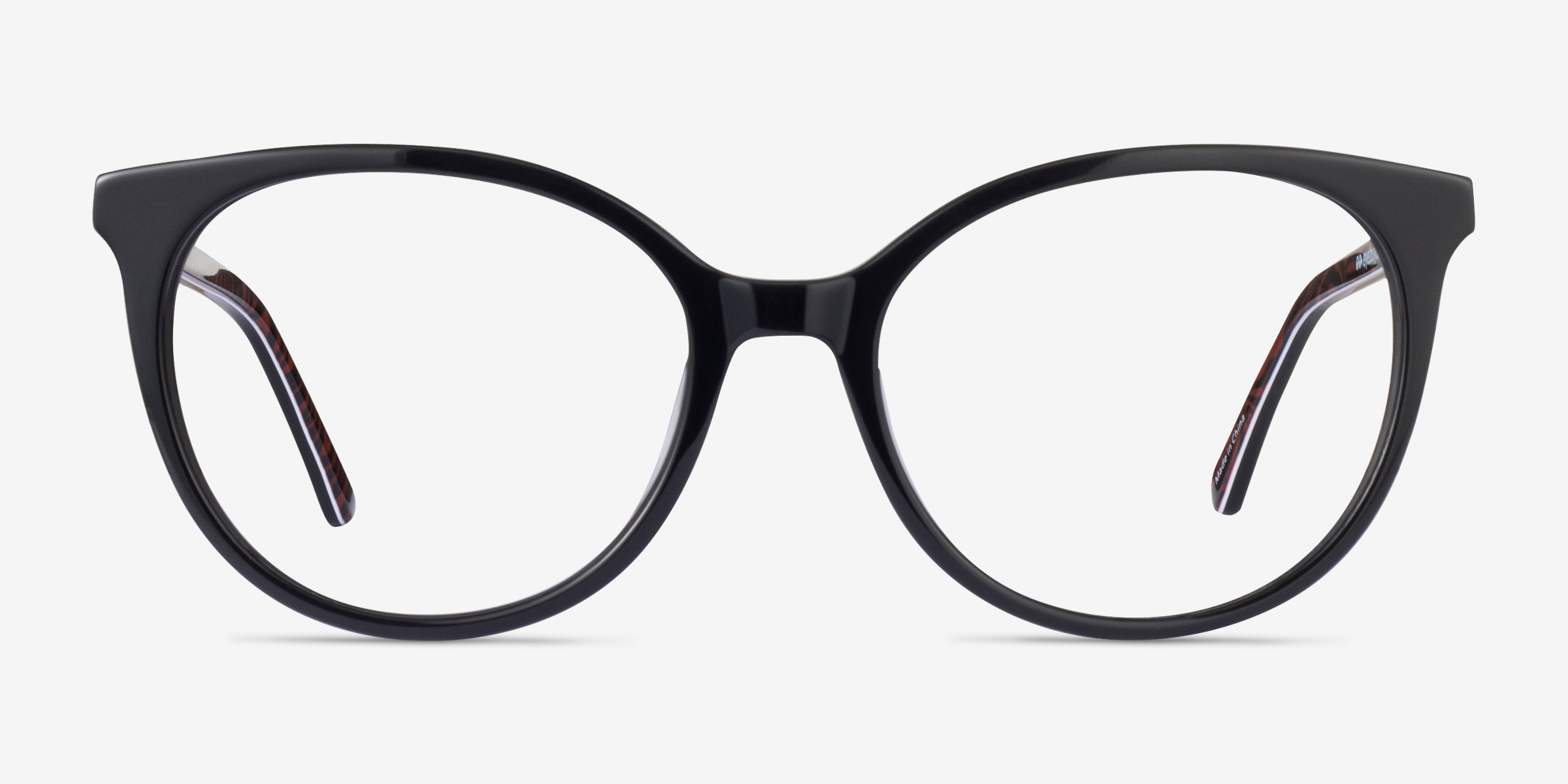 Mural Noir AcétateMontures de lunettes de vue d'EyeBuyDirect, Vue de Face
