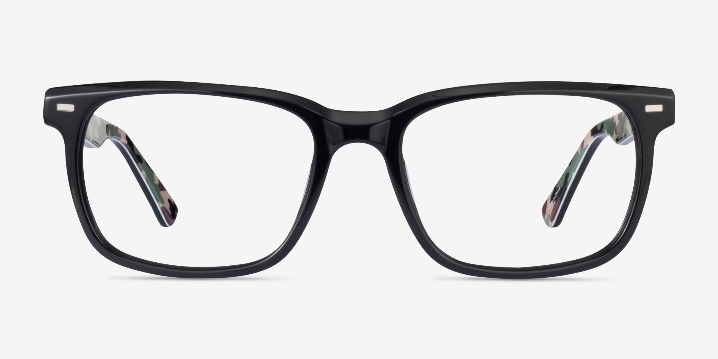 Montage Solid Black Green AcétateMontures de lunettes de vue d'EyeBuyDirect, Vue de Face