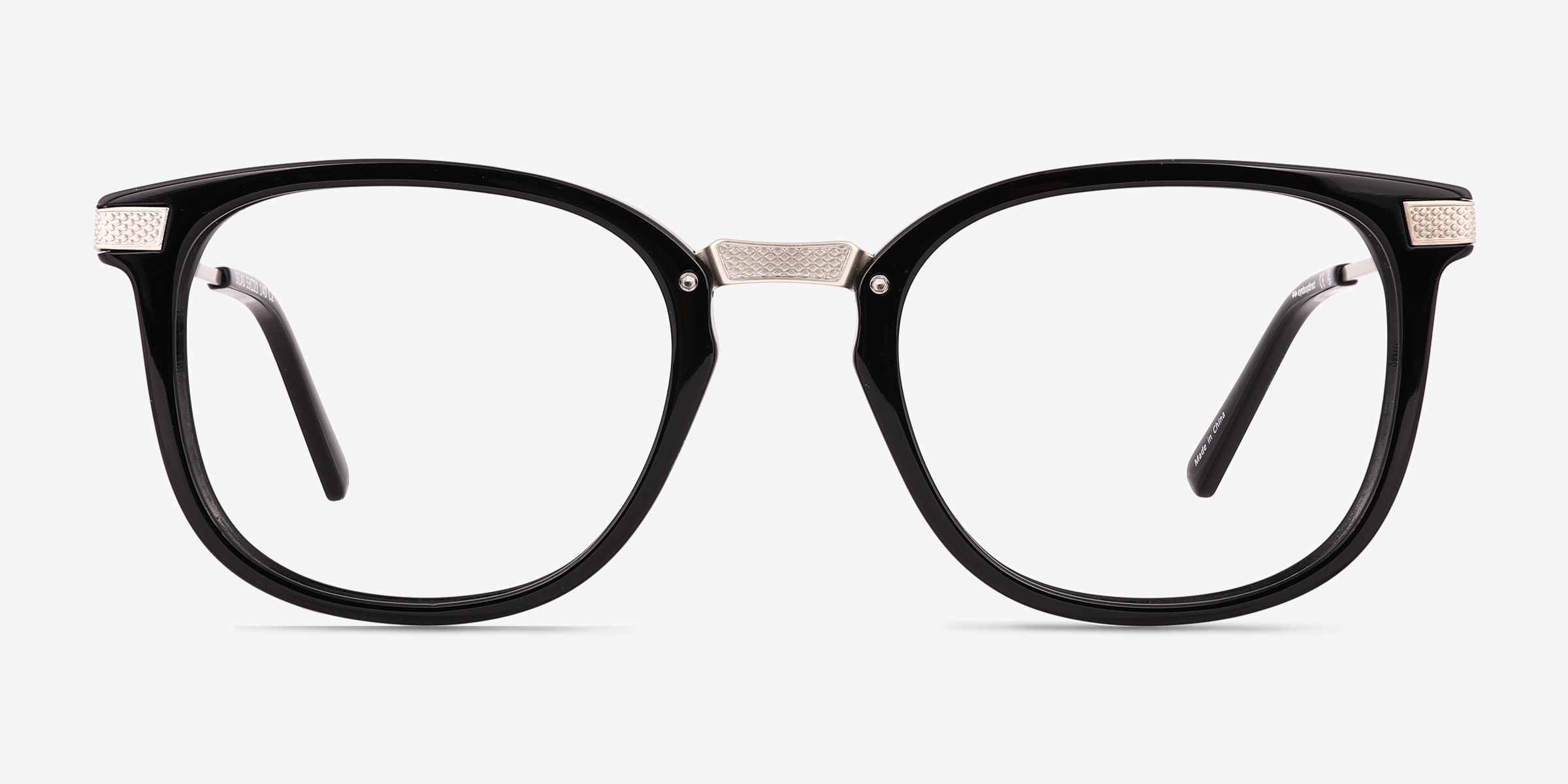 Silas Noir AcétateMontures de lunettes de vue d'EyeBuyDirect, Vue de Face