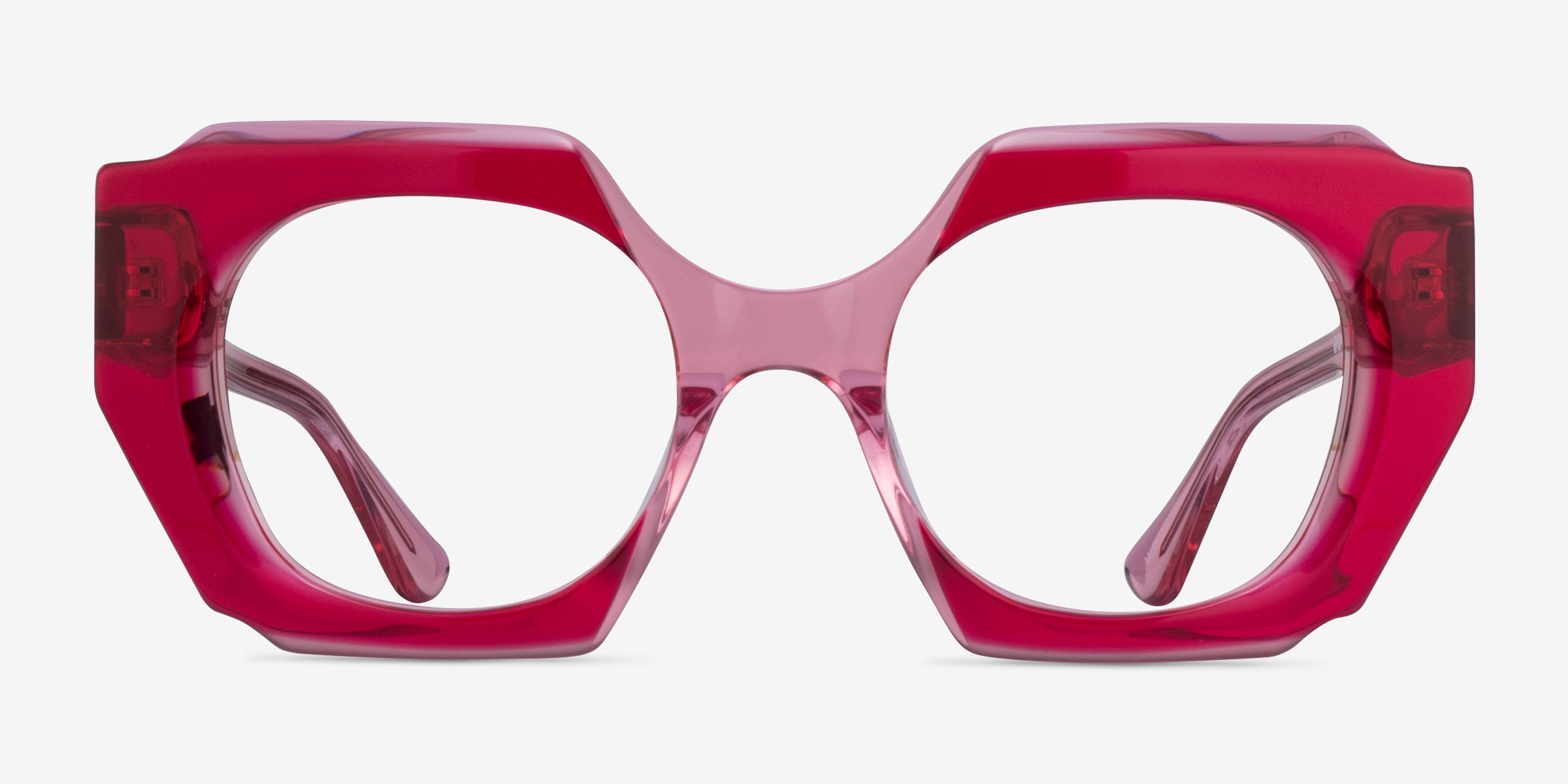 Intention Crystal Red Pink AcétateMontures de lunettes de vue d'EyeBuyDirect, Vue de Face