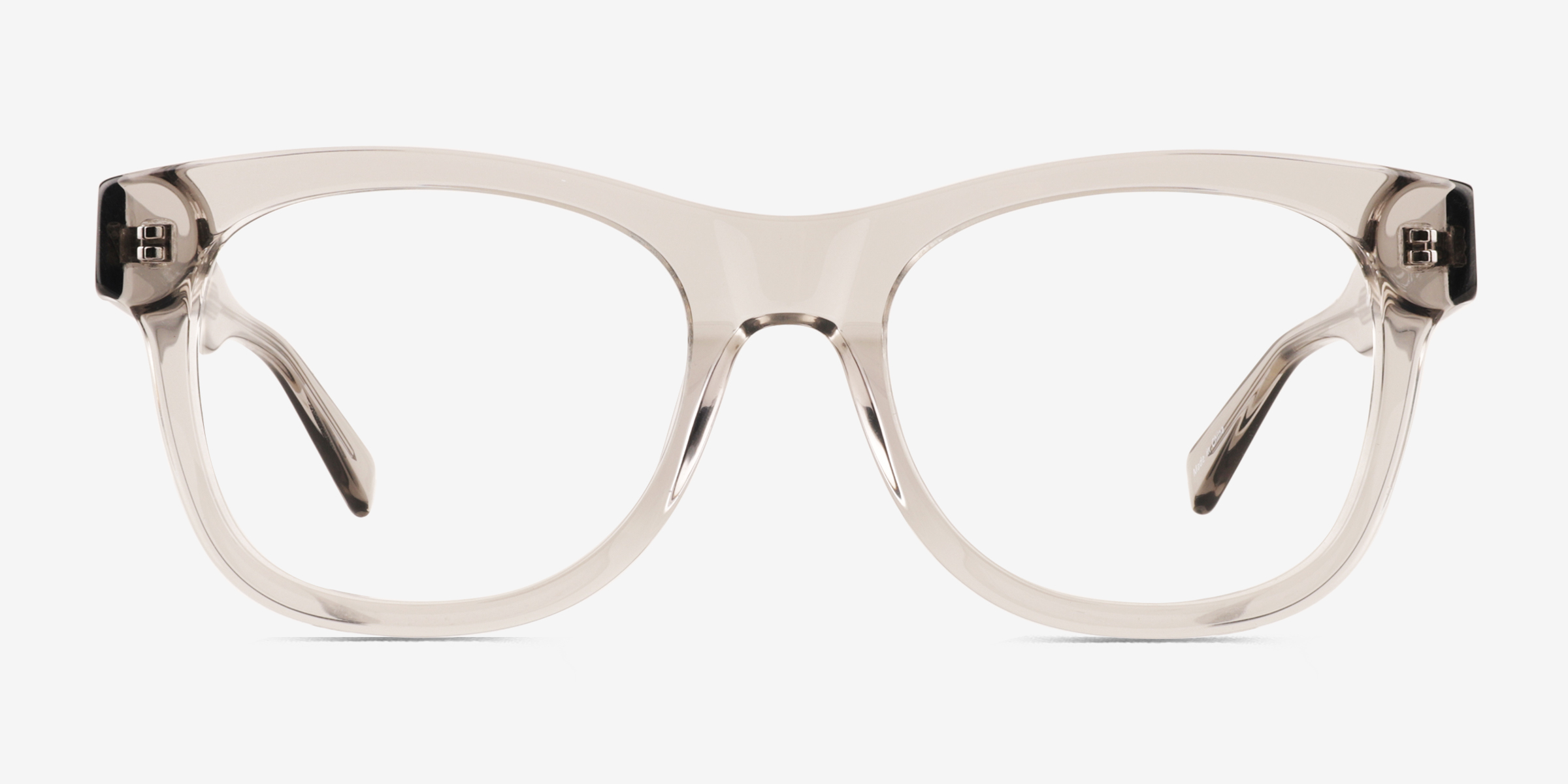 Abe Clear Gray AcétateMontures de lunettes de vue d'EyeBuyDirect, Vue de Face